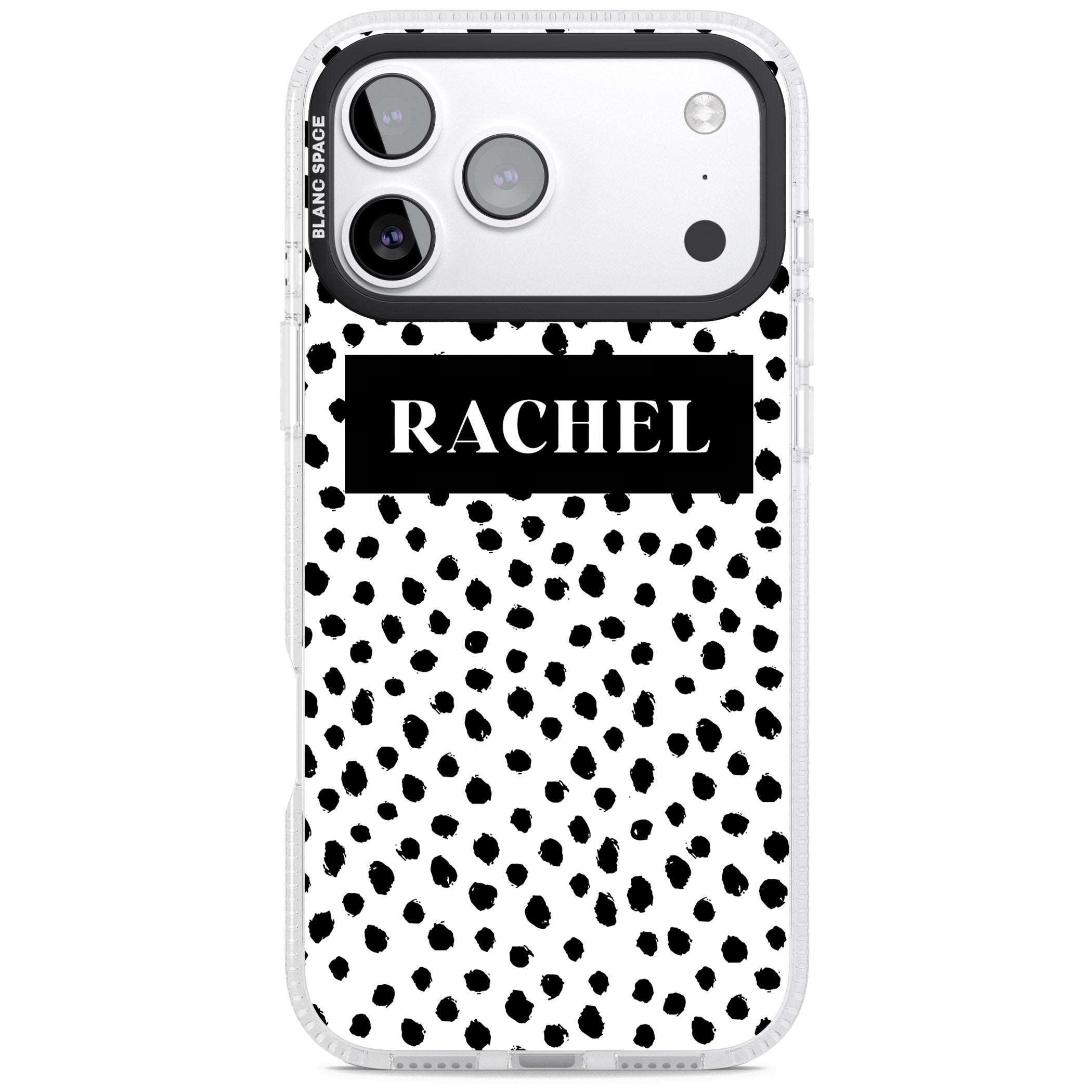 Personalised Black Dots iPhone 17 Pro Max Impact Air Clear Phone Case