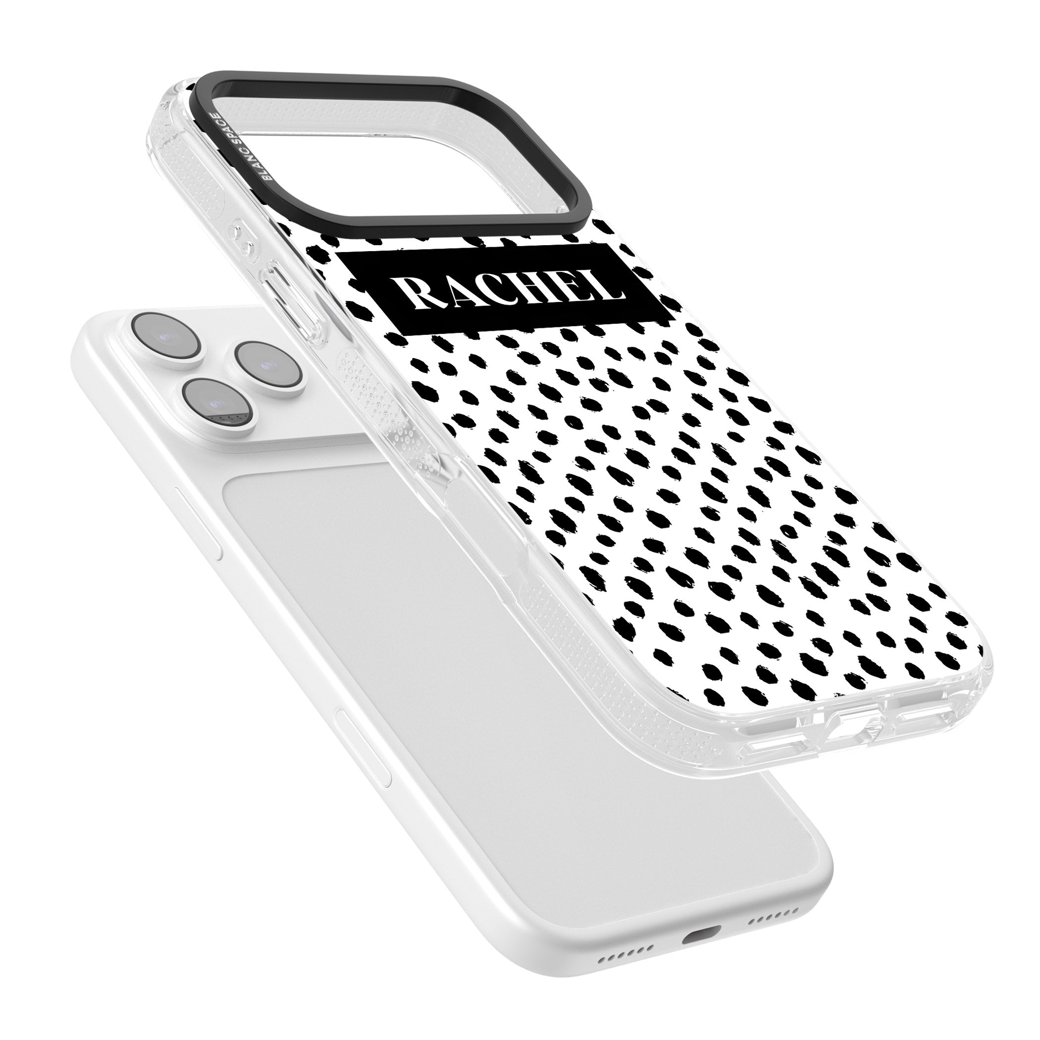 Personalised Black Dots iPhone 17 Pro Max Impact Air Clear Phone Case Colours