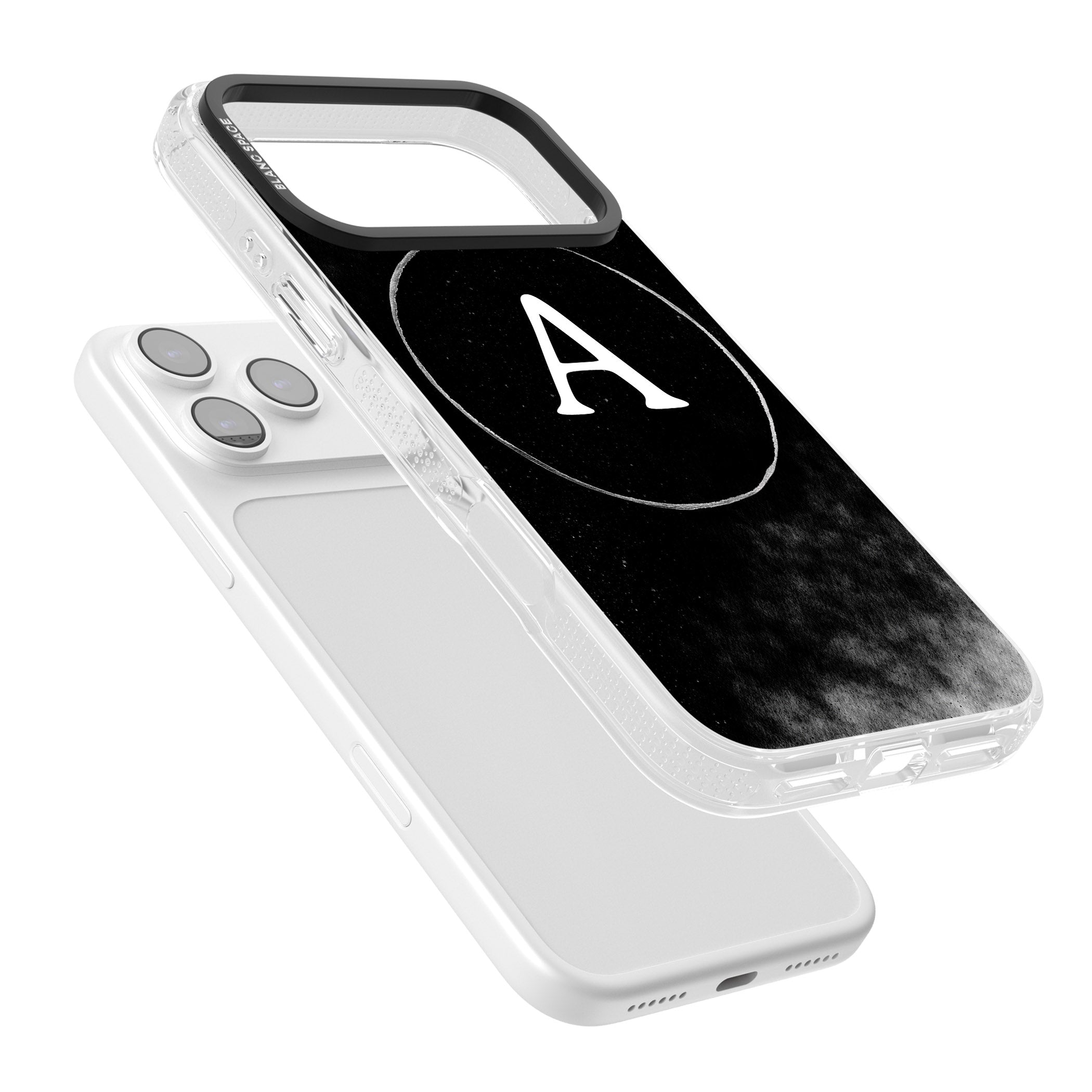 Personalised Monochrome Cosmic Monogram iPhone 17 Pro Max Impact Air Clear Phone Case Colours