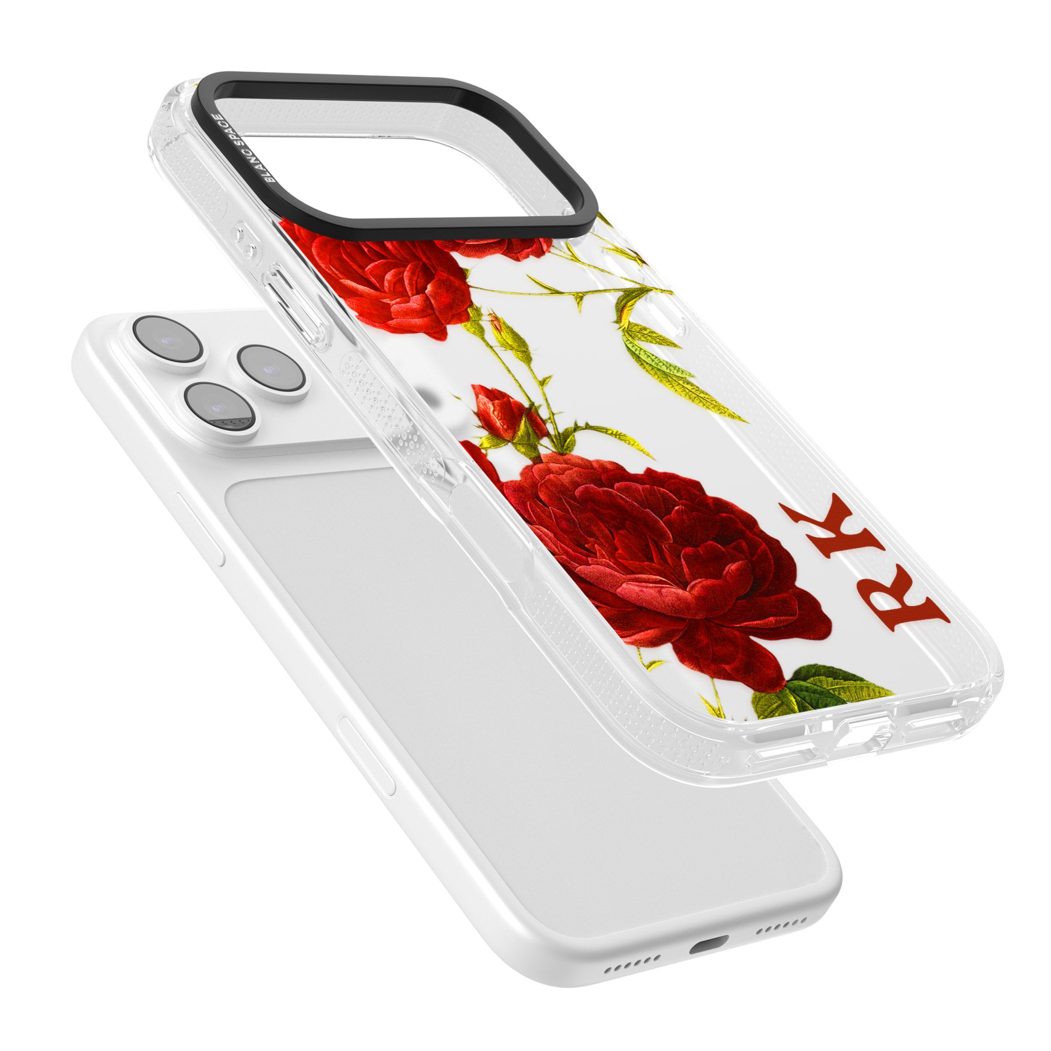 Personalised Vintage Floral Red Roses iPhone 17 Pro Max Impact Air Clear Phone Case Colours