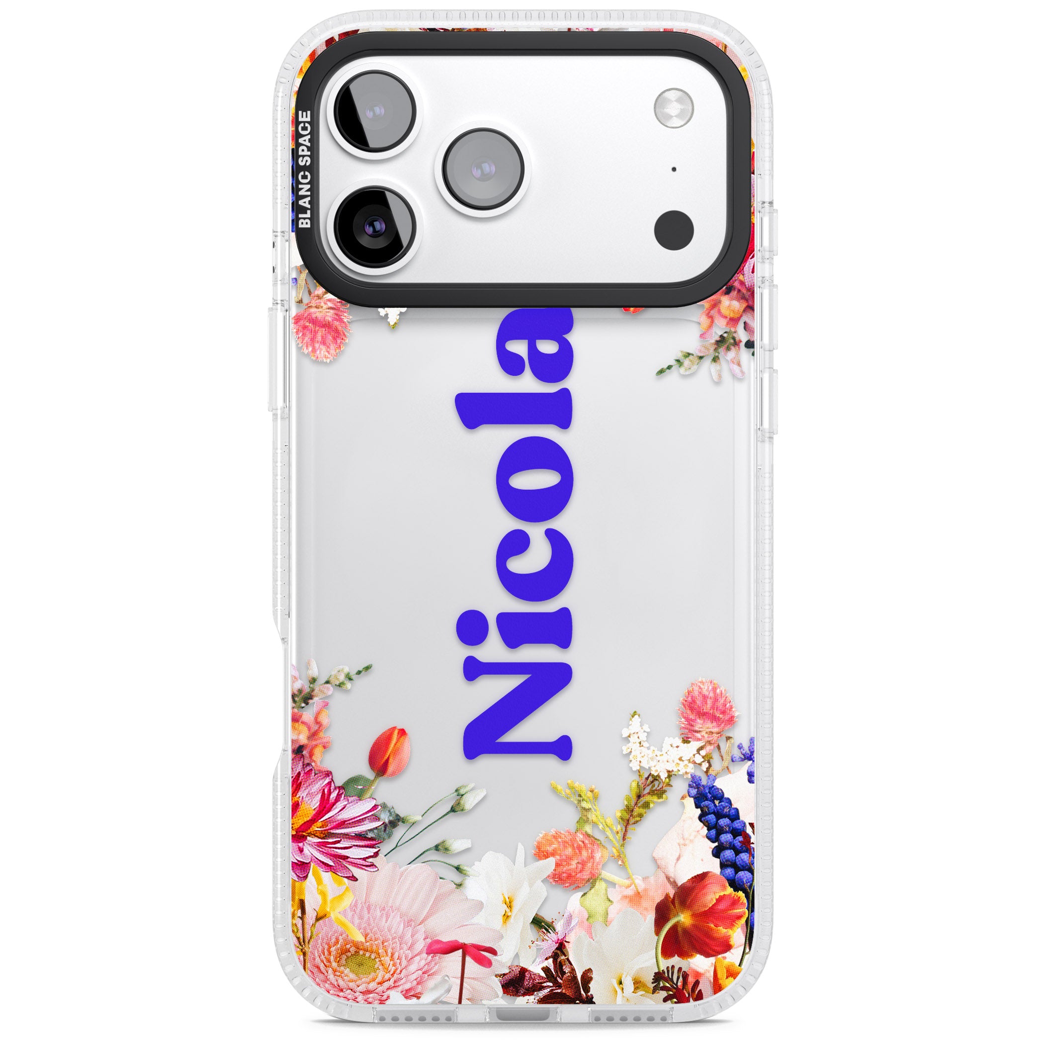 Personalised Floral Name iPhone 17 Pro Max Impact Air Clear Phone Case