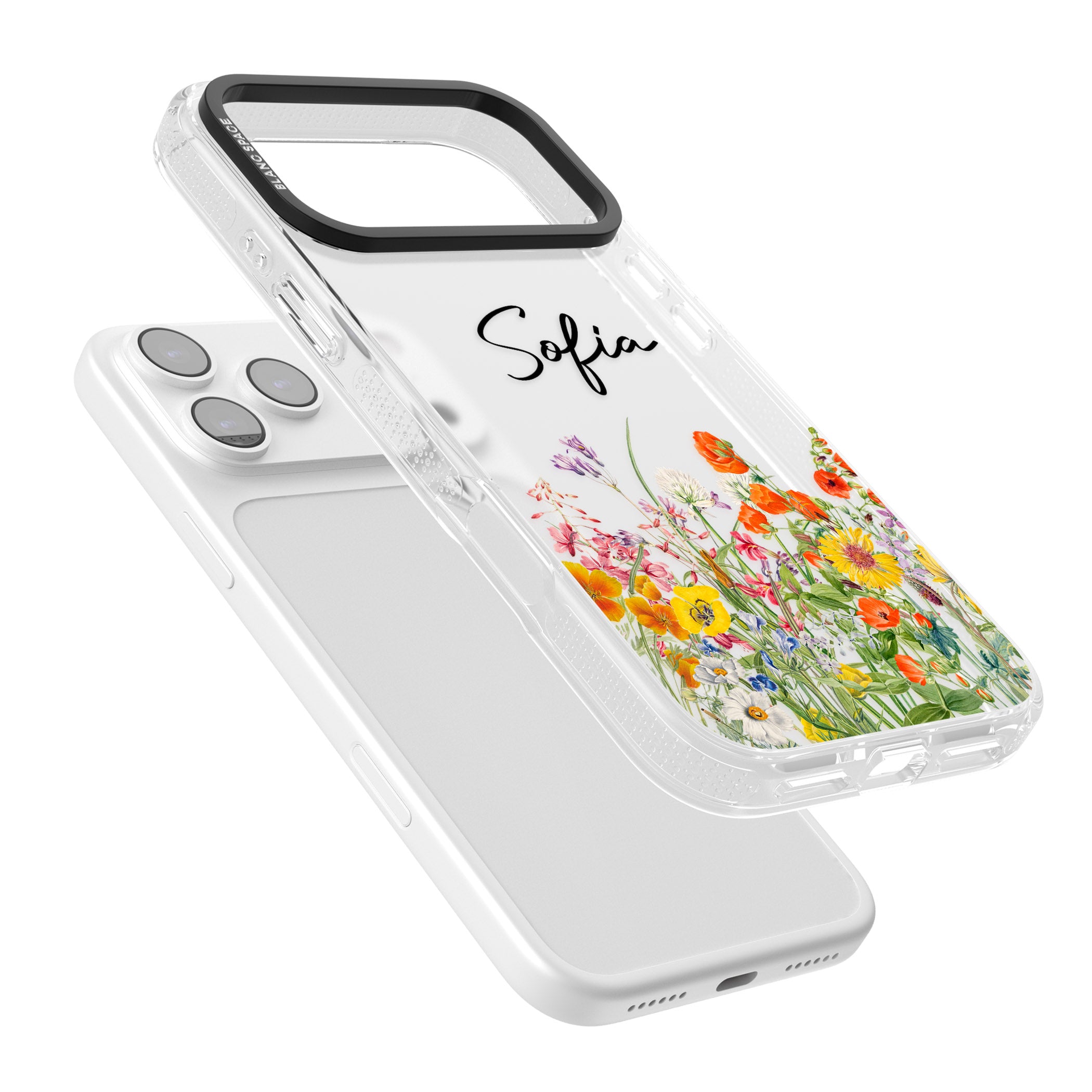 Personalised Summer Wildflowers iPhone 17 Pro Max Impact Air Clear Phone Case Colours
