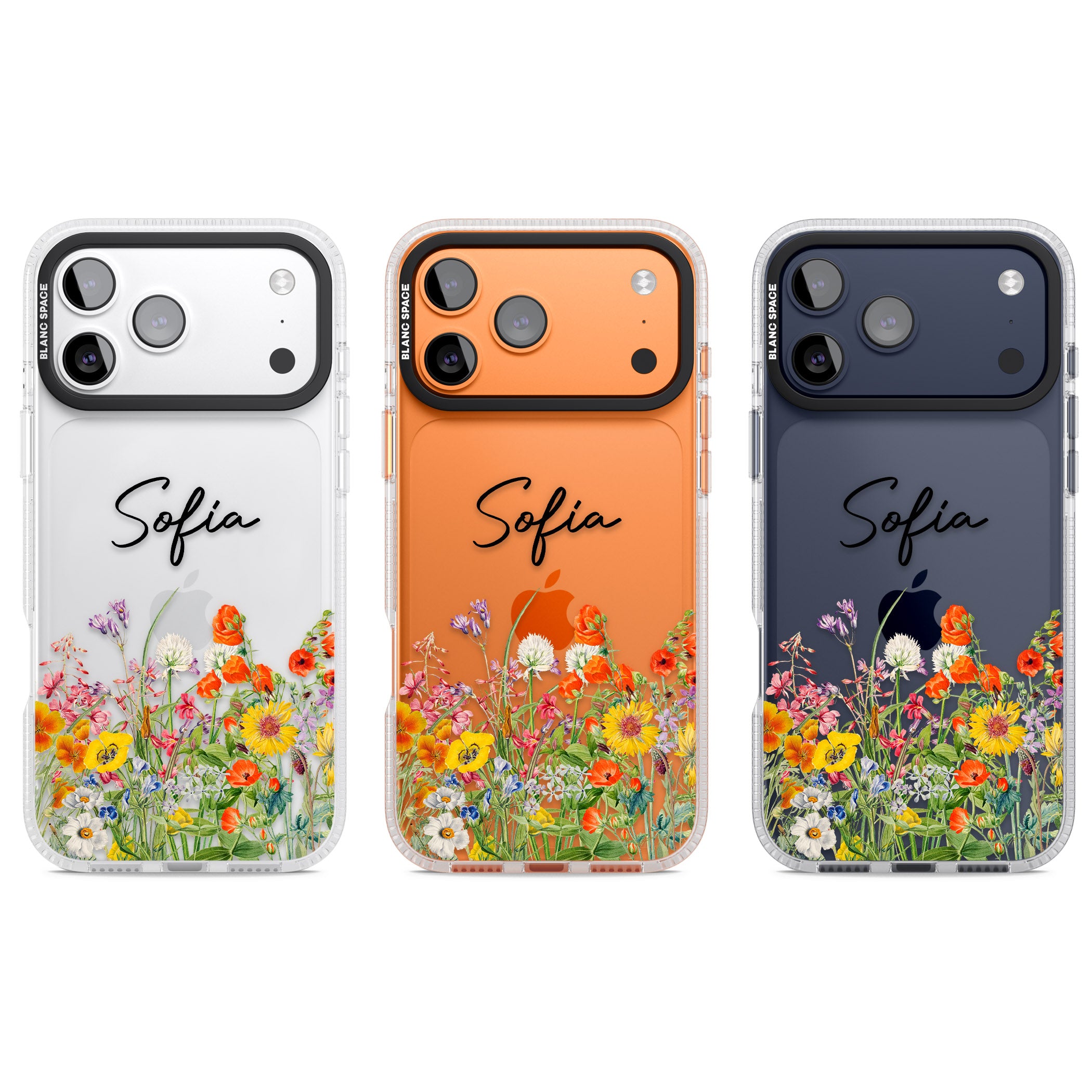 Personalised Summer Wildflowers iPhone 17 Pro Impact Air Clear Phone Case APT Impact Protection