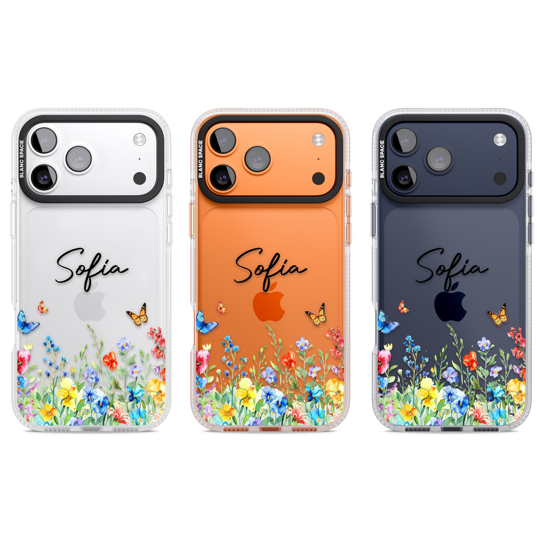Personalised Buterflies Wildflowers iPhone 17 Pro Impact Air Clear Phone Case APT Impact Protection