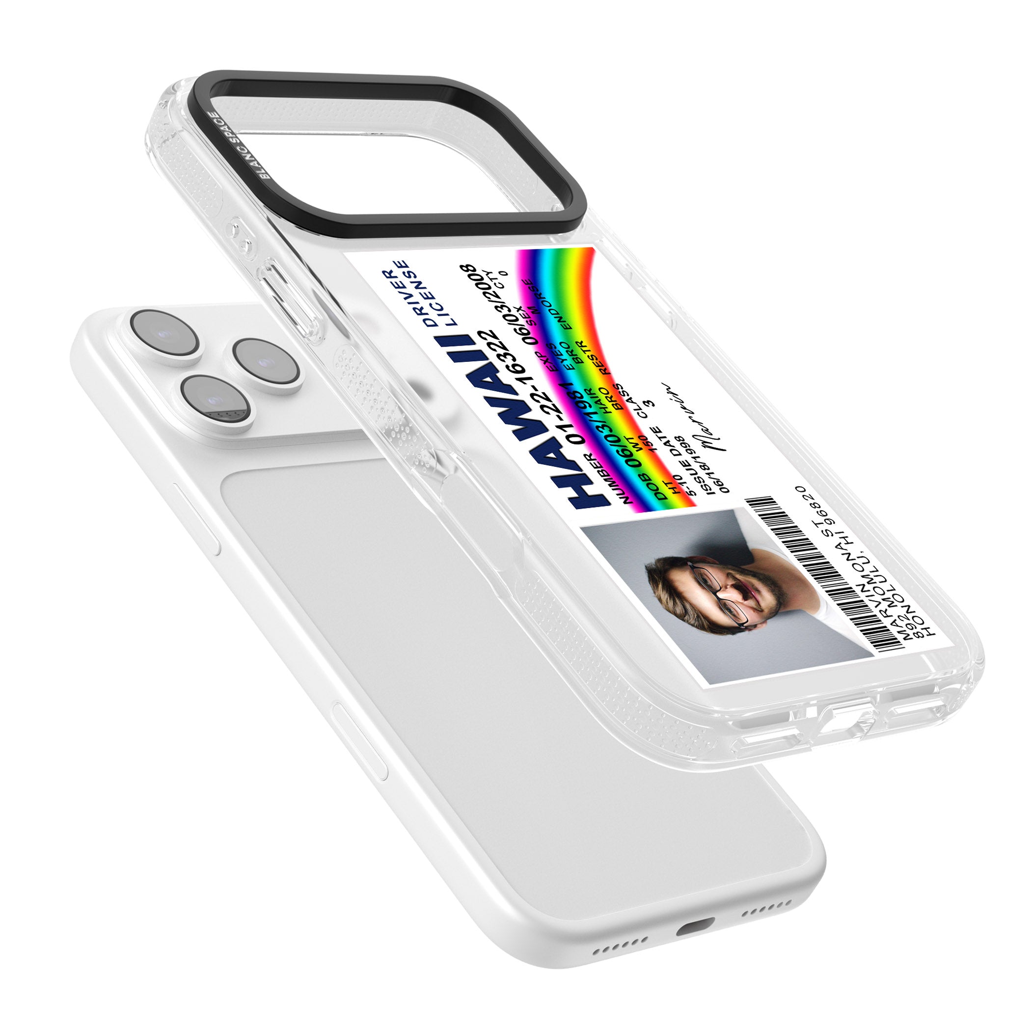 Personalised Hawaii Driving License iPhone 17 Pro Max Impact Air Clear Phone Case Colours