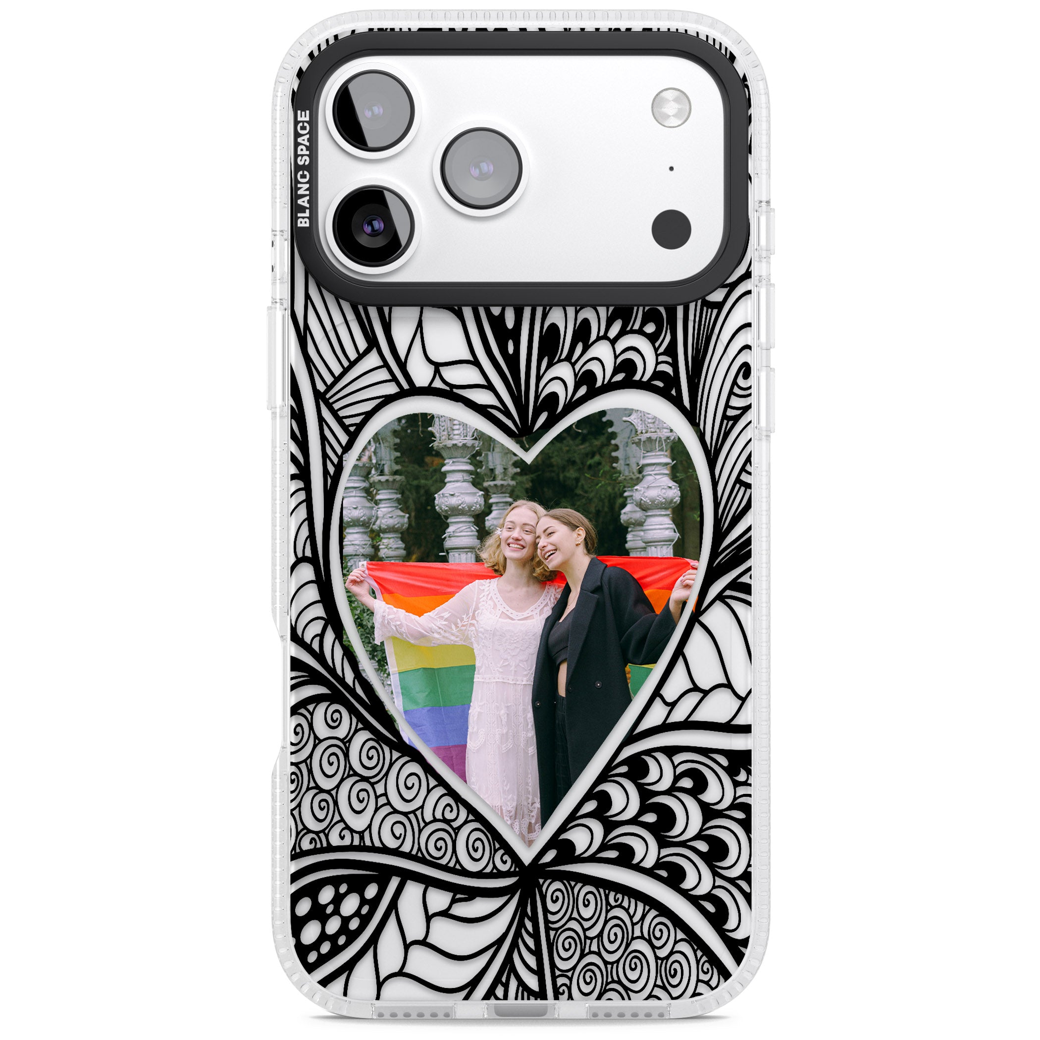 Personalised Henna Heart Photo Case iPhone 17 Pro Max Impact Air Clear Phone Case