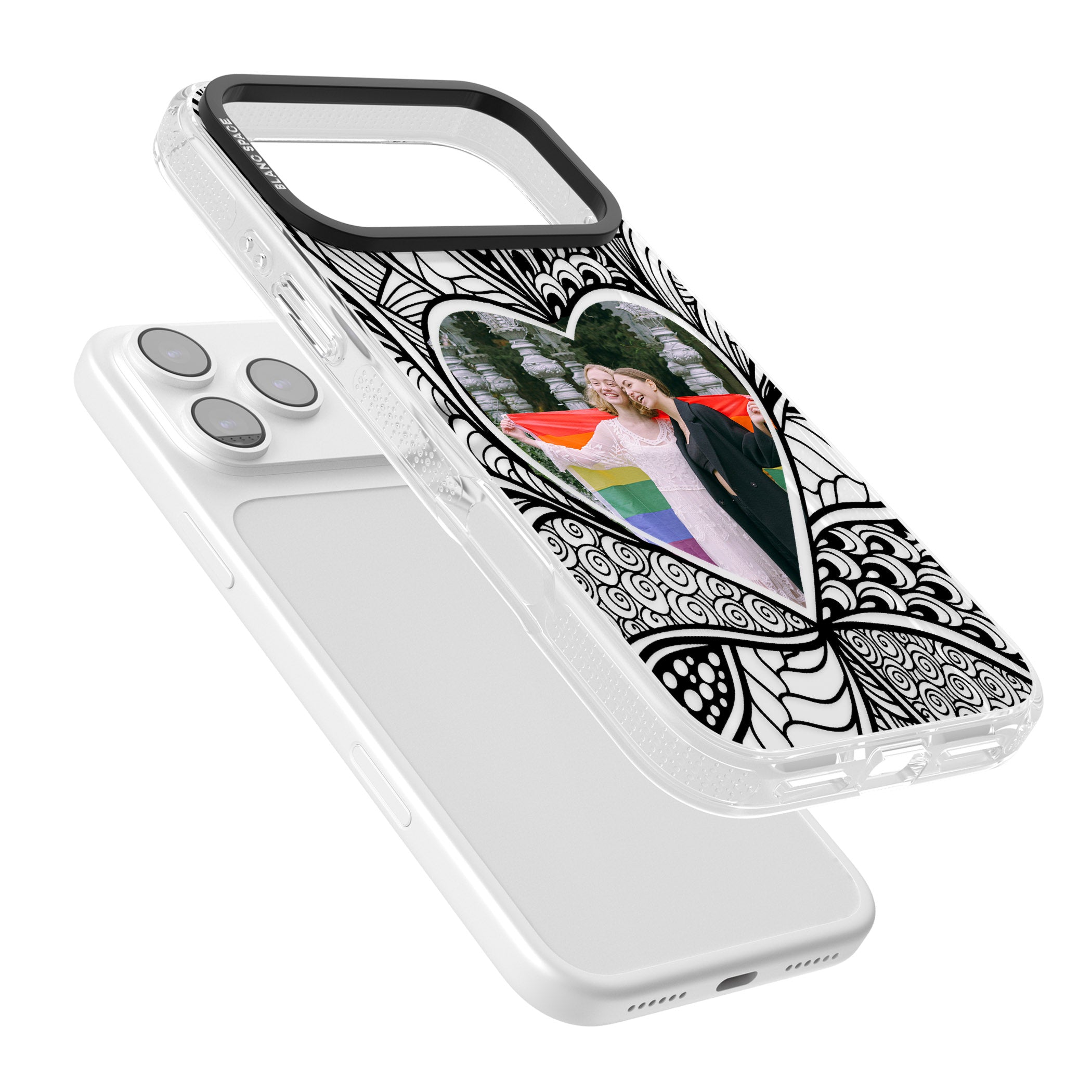 Personalised Henna Heart Photo Case iPhone 17 Pro Max Impact Air Clear Phone Case Colours