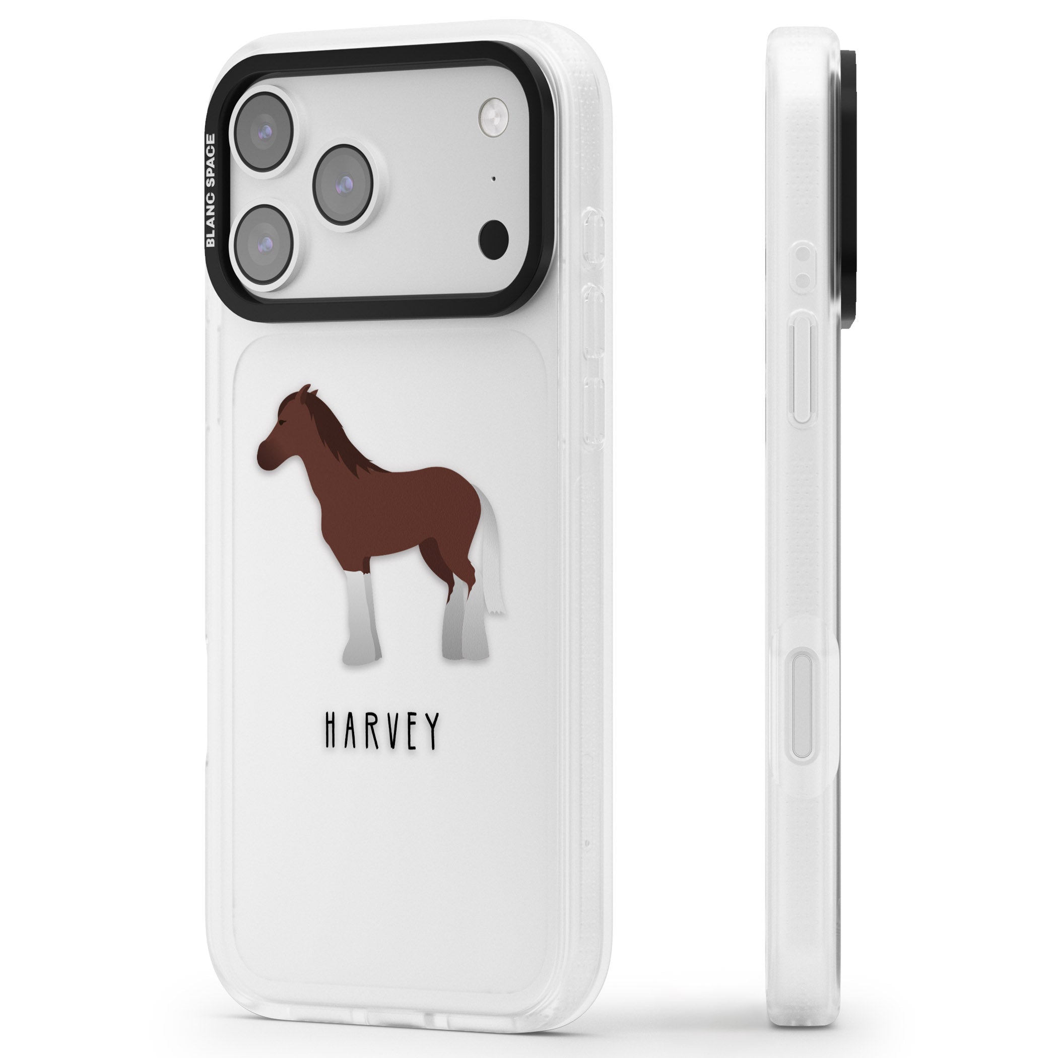 Personalised Brown Horse iPhone 17 Pro Max Impact Air Clear Phone Case Side Profile