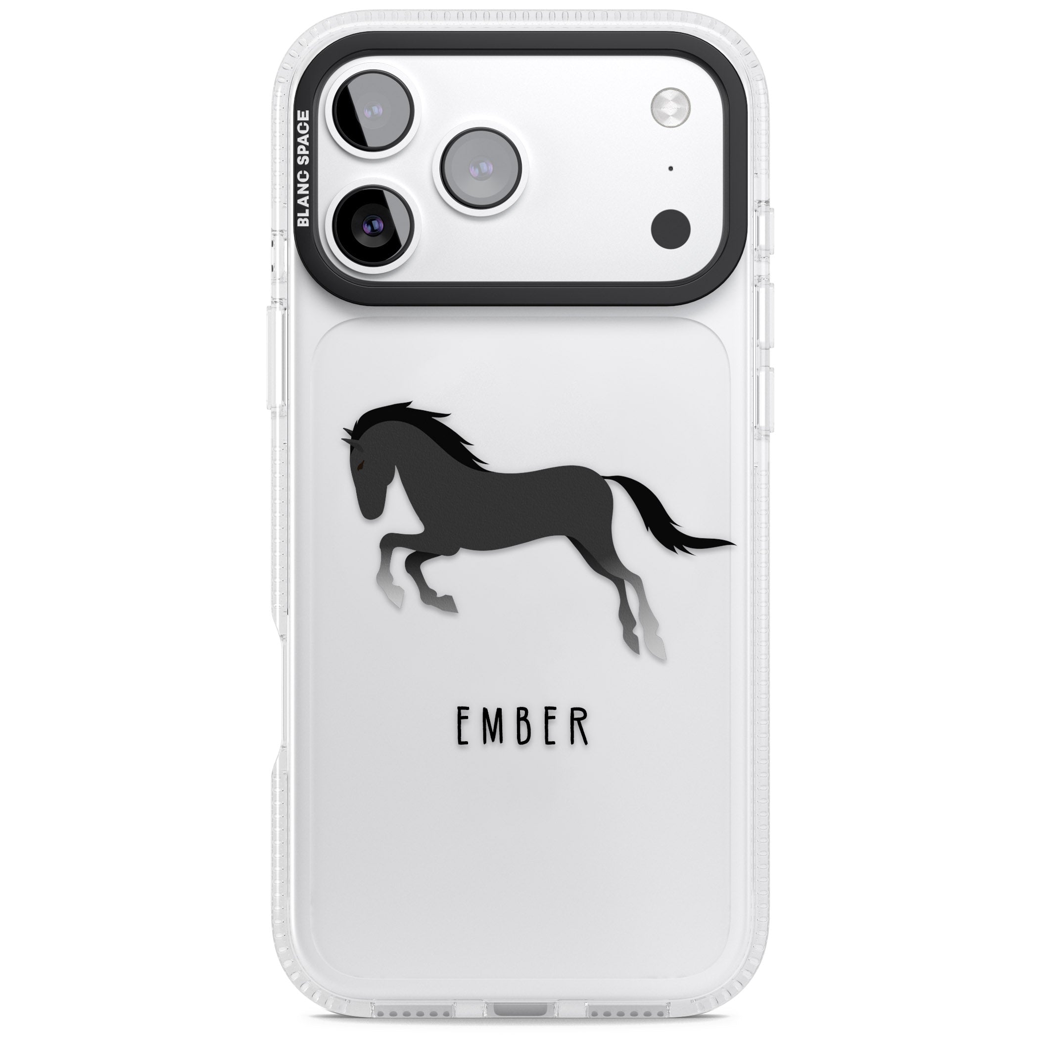 Personalised Black Horse iPhone 17 Pro Max Impact Air Clear Phone Case