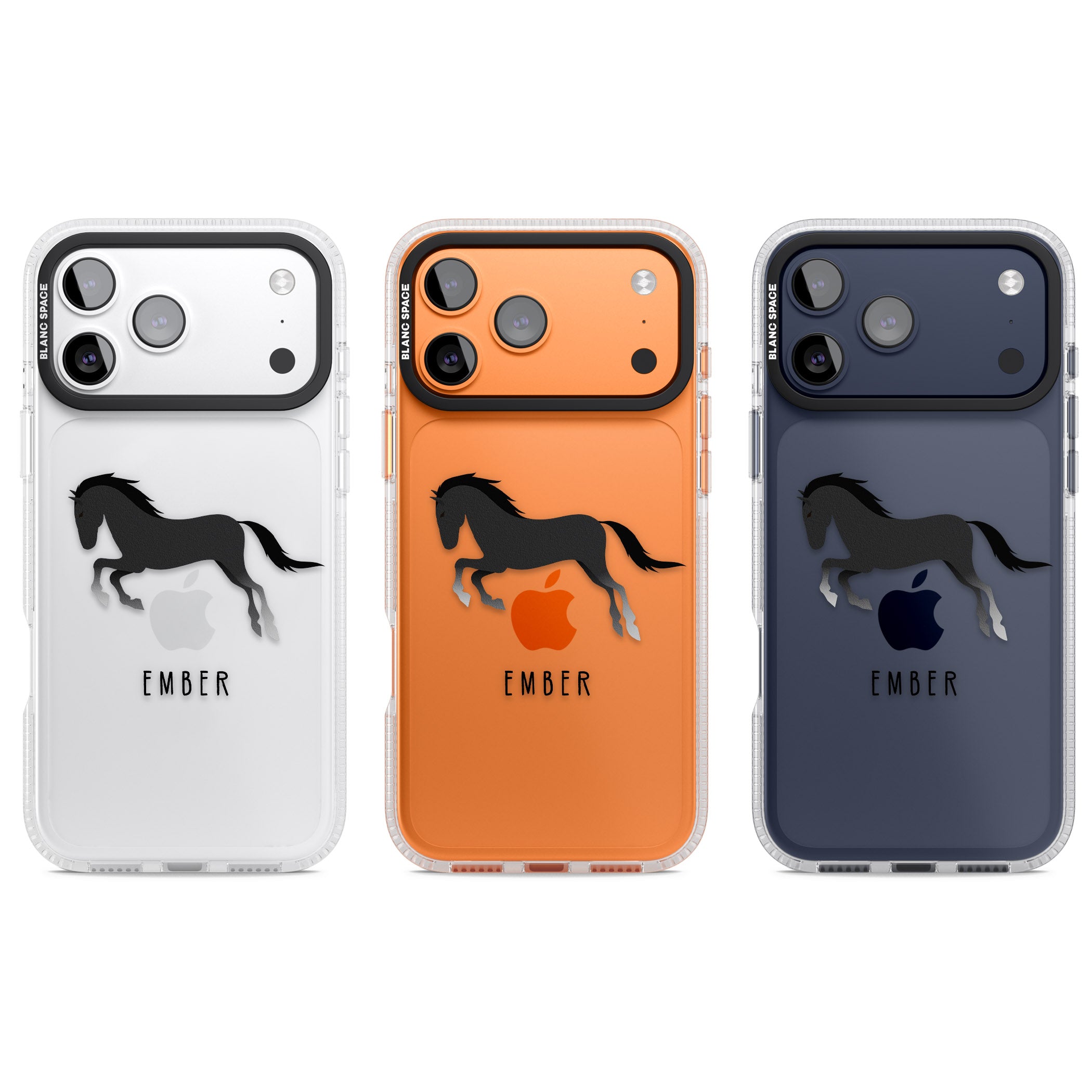 Personalised Black Horse iPhone 17 Pro Impact Air Clear Phone Case APT Impact Protection