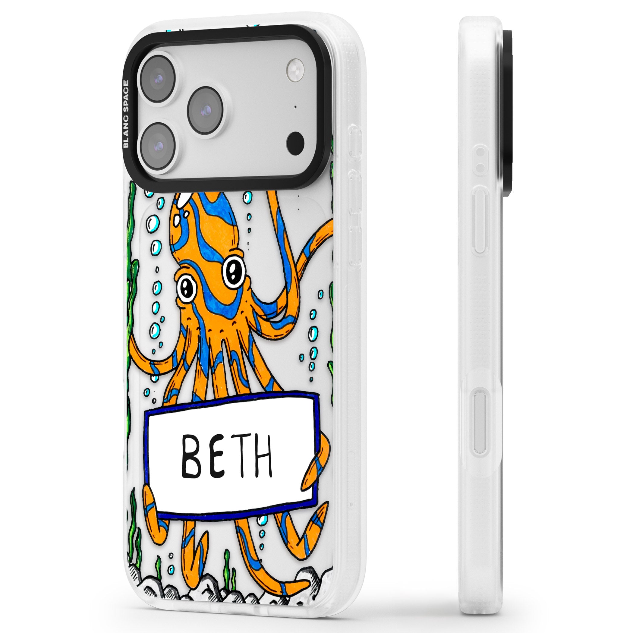 Personalised Octo iPhone 17 Pro Max Impact Air Clear Phone Case Side Profile