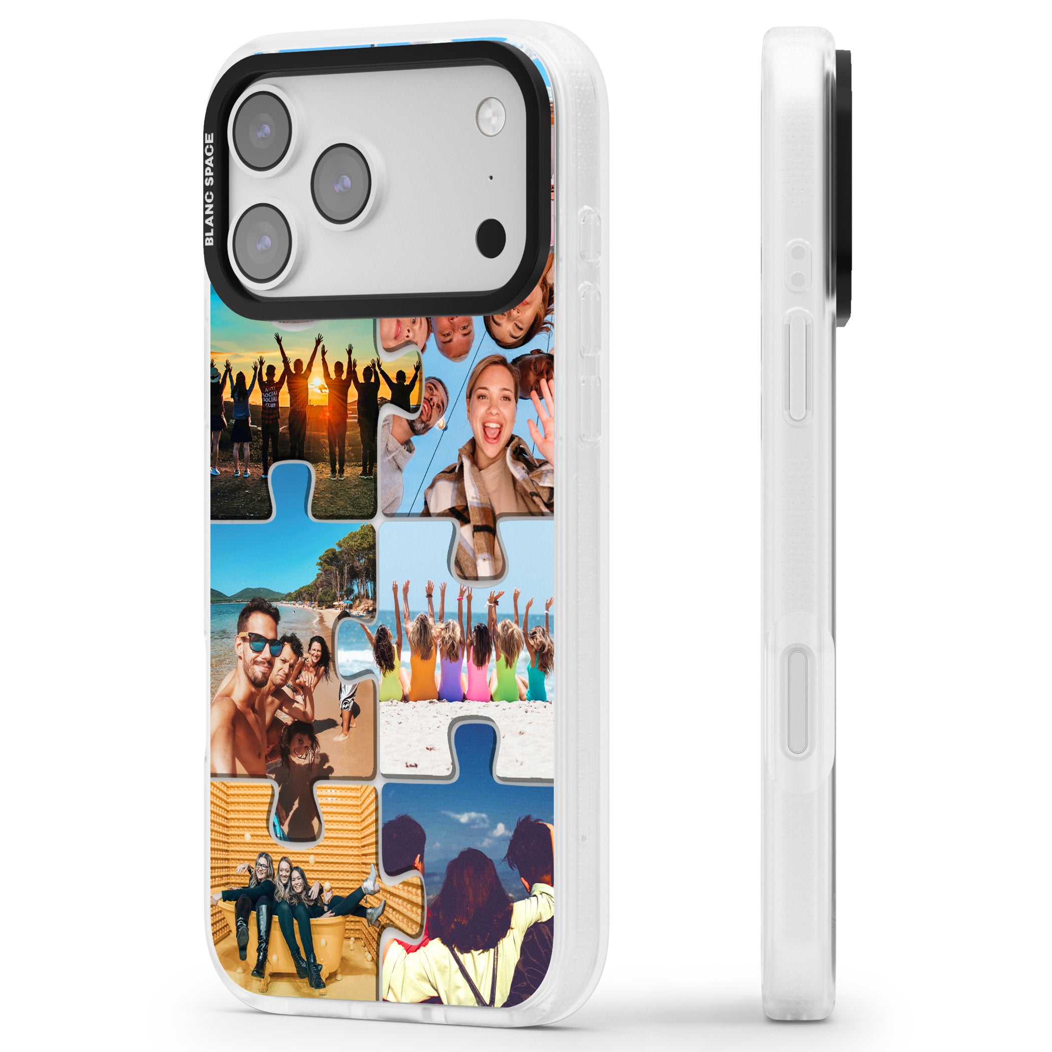 Personalised Jigsaw Photo Grid iPhone 17 Pro Max Impact Air Clear Phone Case Side Profile