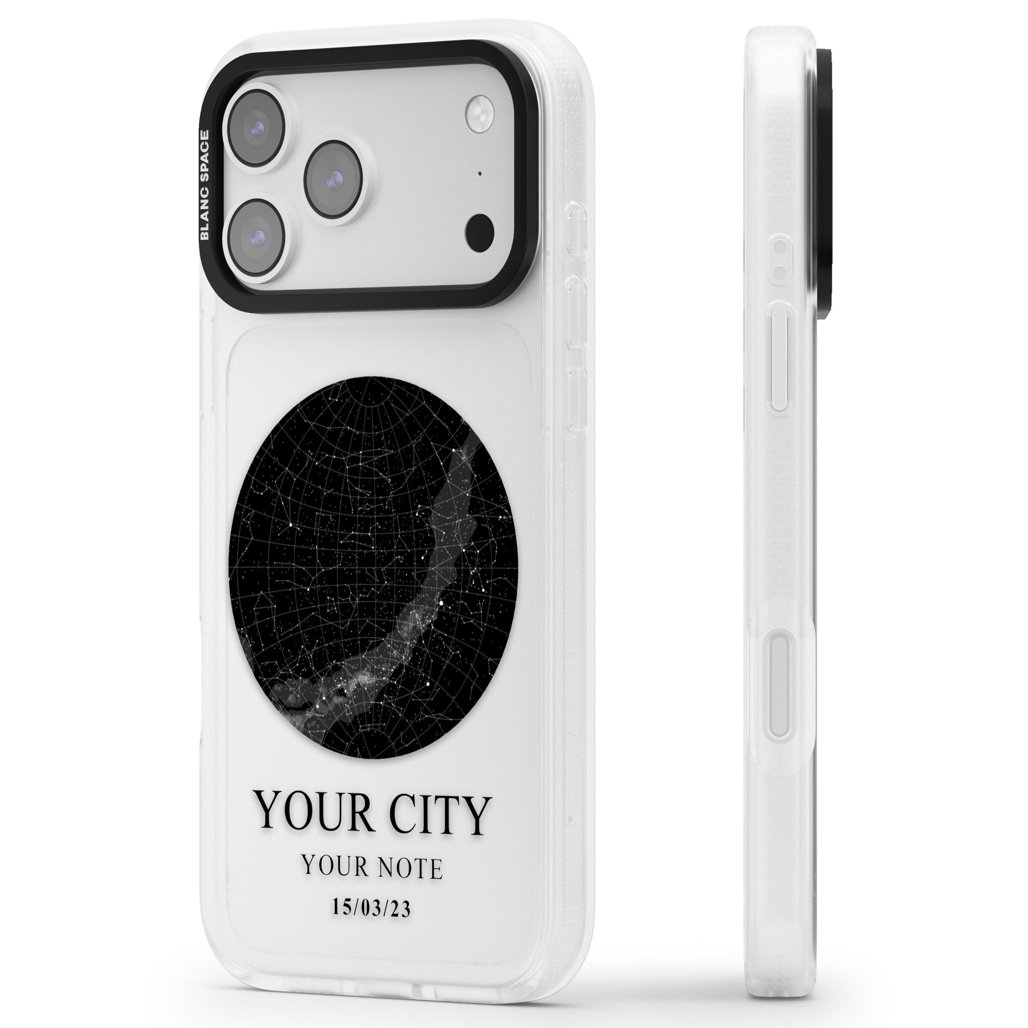 Personalised Star Map iPhone 17 Pro Max Impact Air Clear Phone Case Side Profile