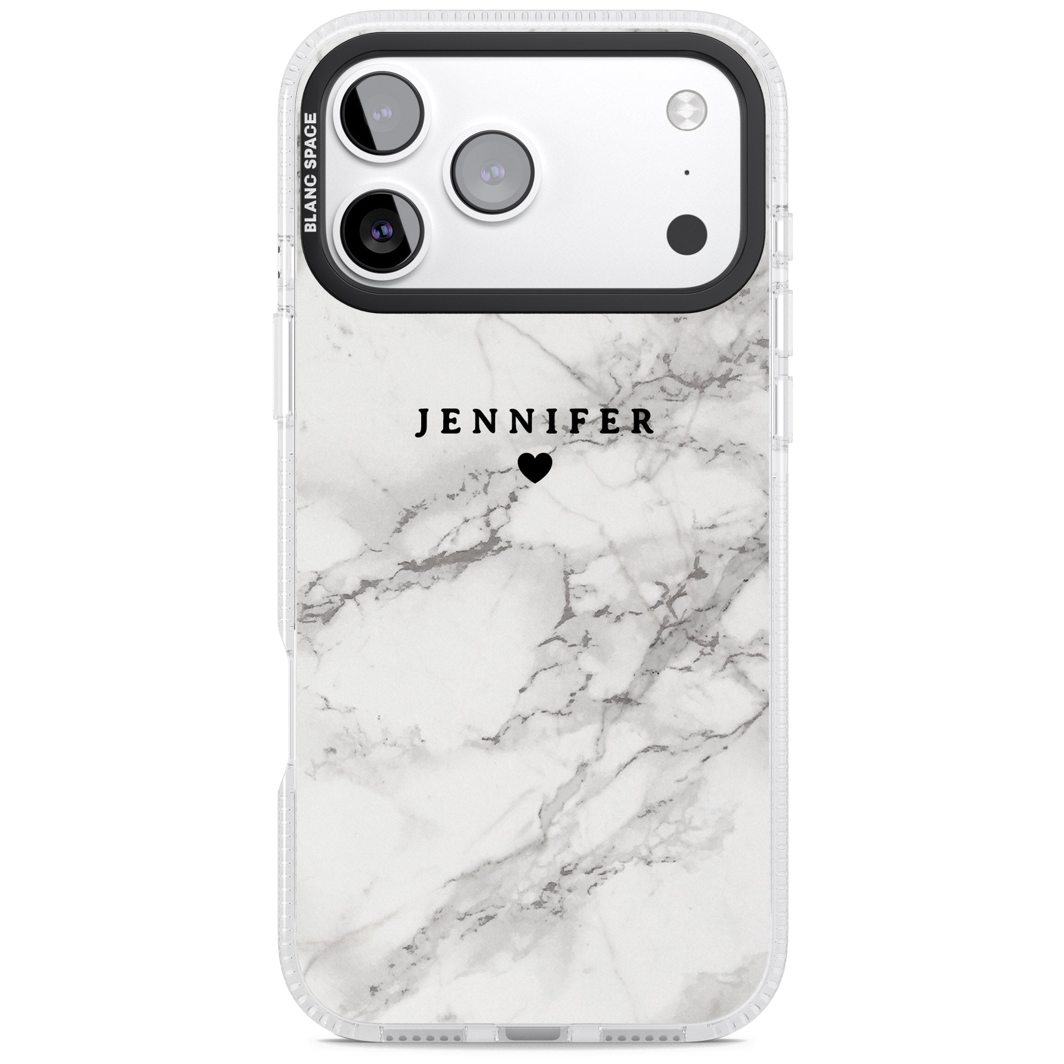 Personalised Classic Grey Marble iPhone 17 Pro Max Impact Air Clear Phone Case