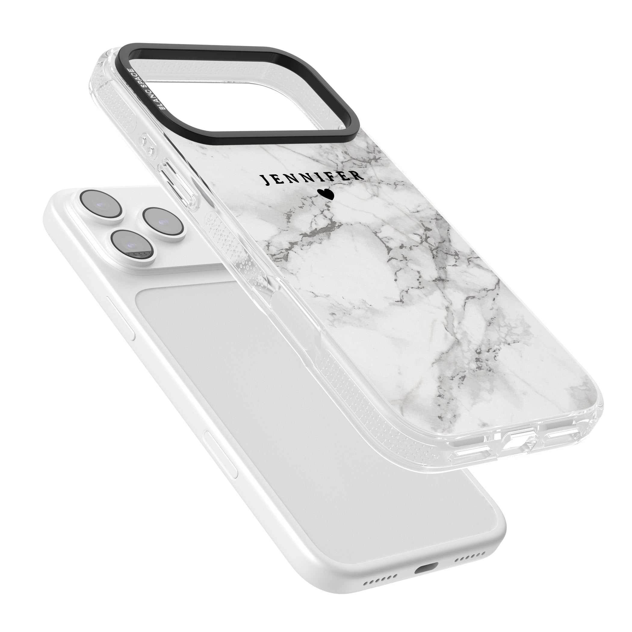 Personalised Classic Grey Marble iPhone 17 Pro Max Impact Air Clear Phone Case Colours