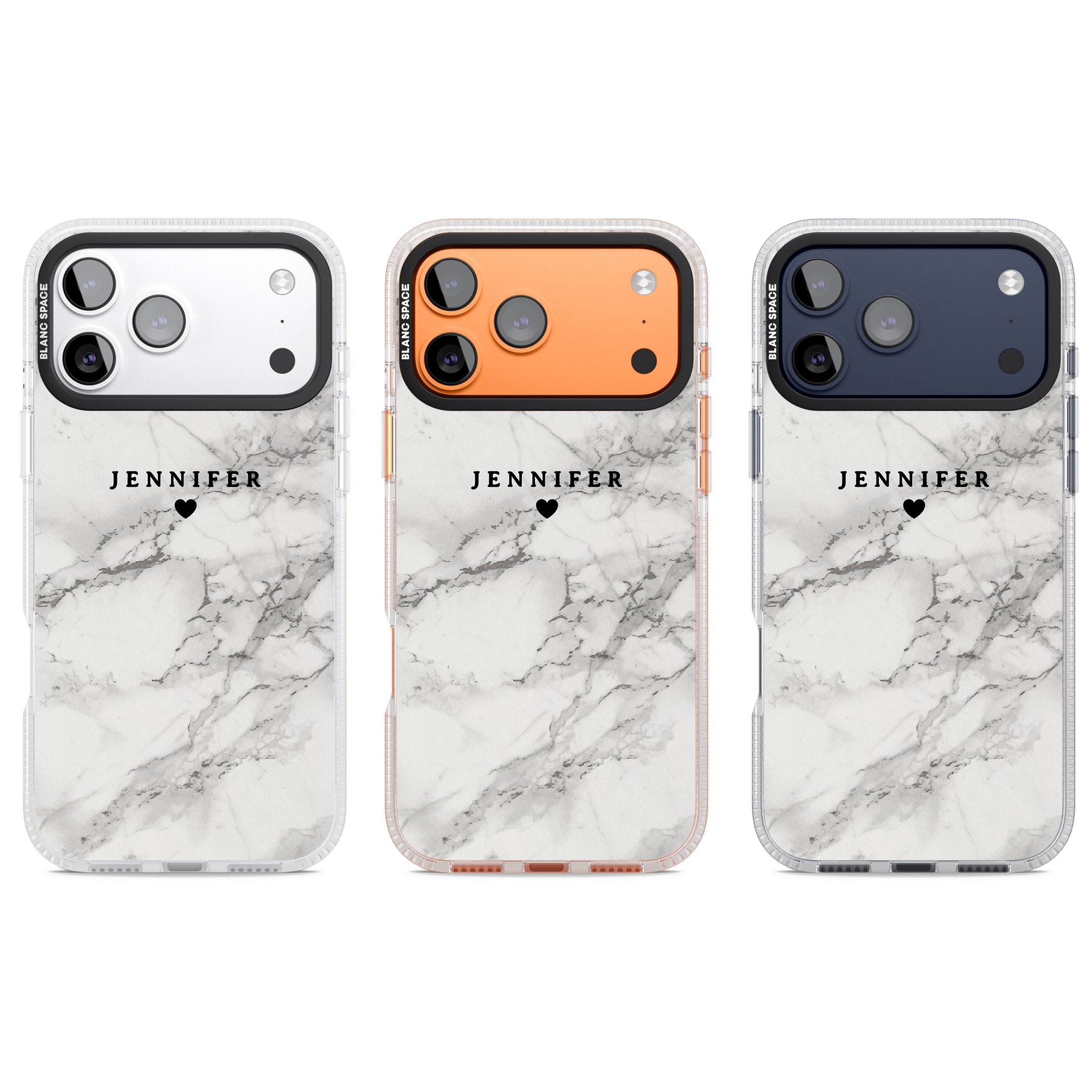 Personalised Classic Grey Marble iPhone 17 Pro Impact Air Clear Phone Case APT Impact Protection