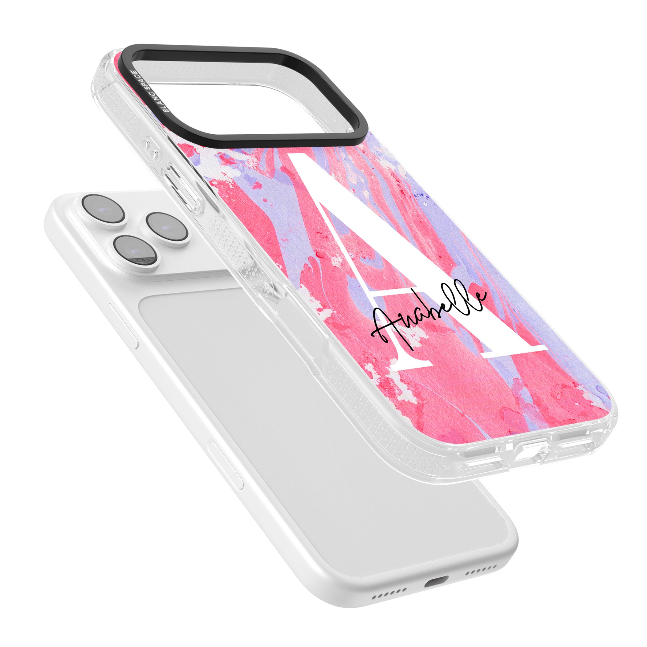 Personalised Pink & Purple Marble iPhone 17 Pro Max Impact Air Clear Phone Case Colours