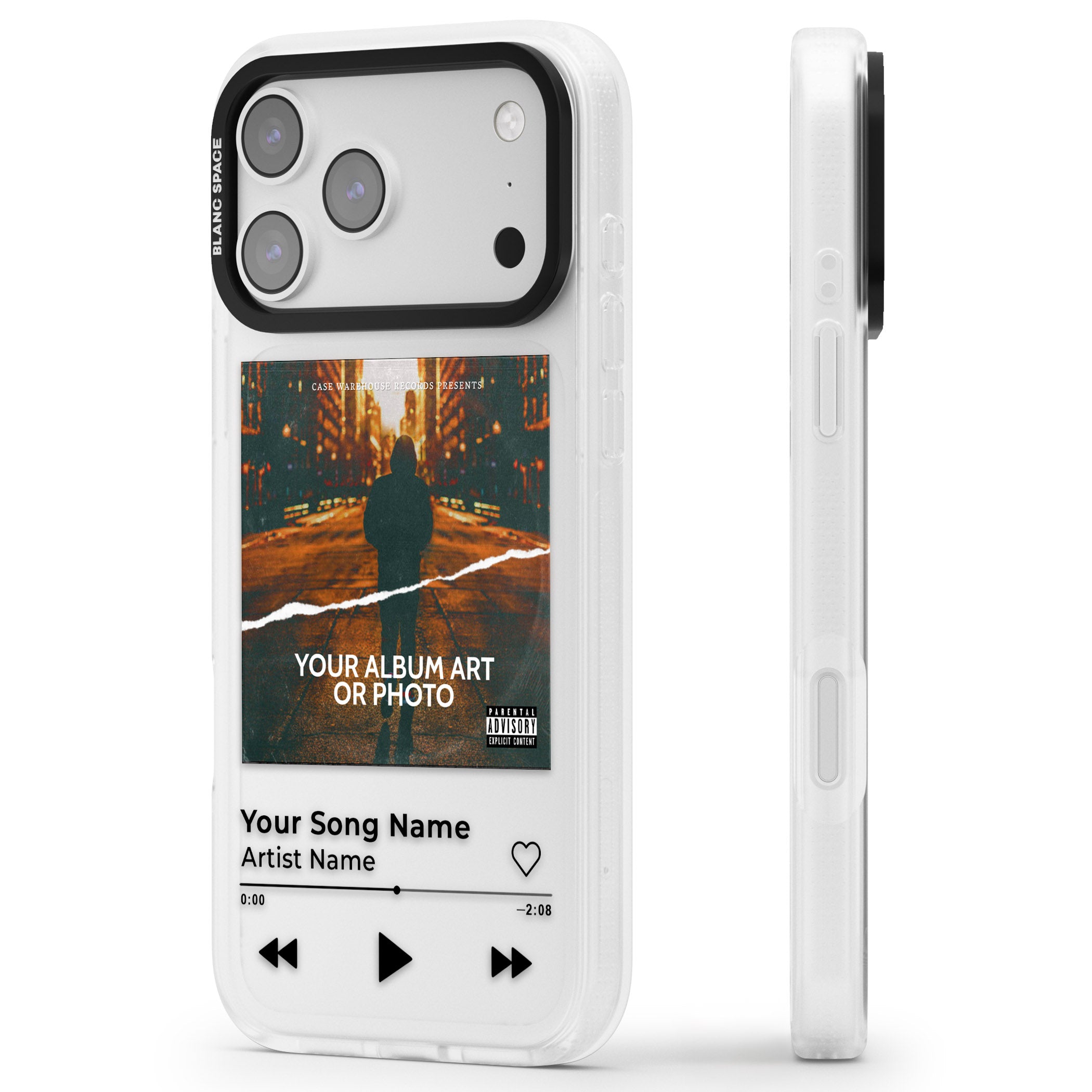Personalised Album Art iPhone 17 Pro Max Impact Air Clear Phone Case Side Profile