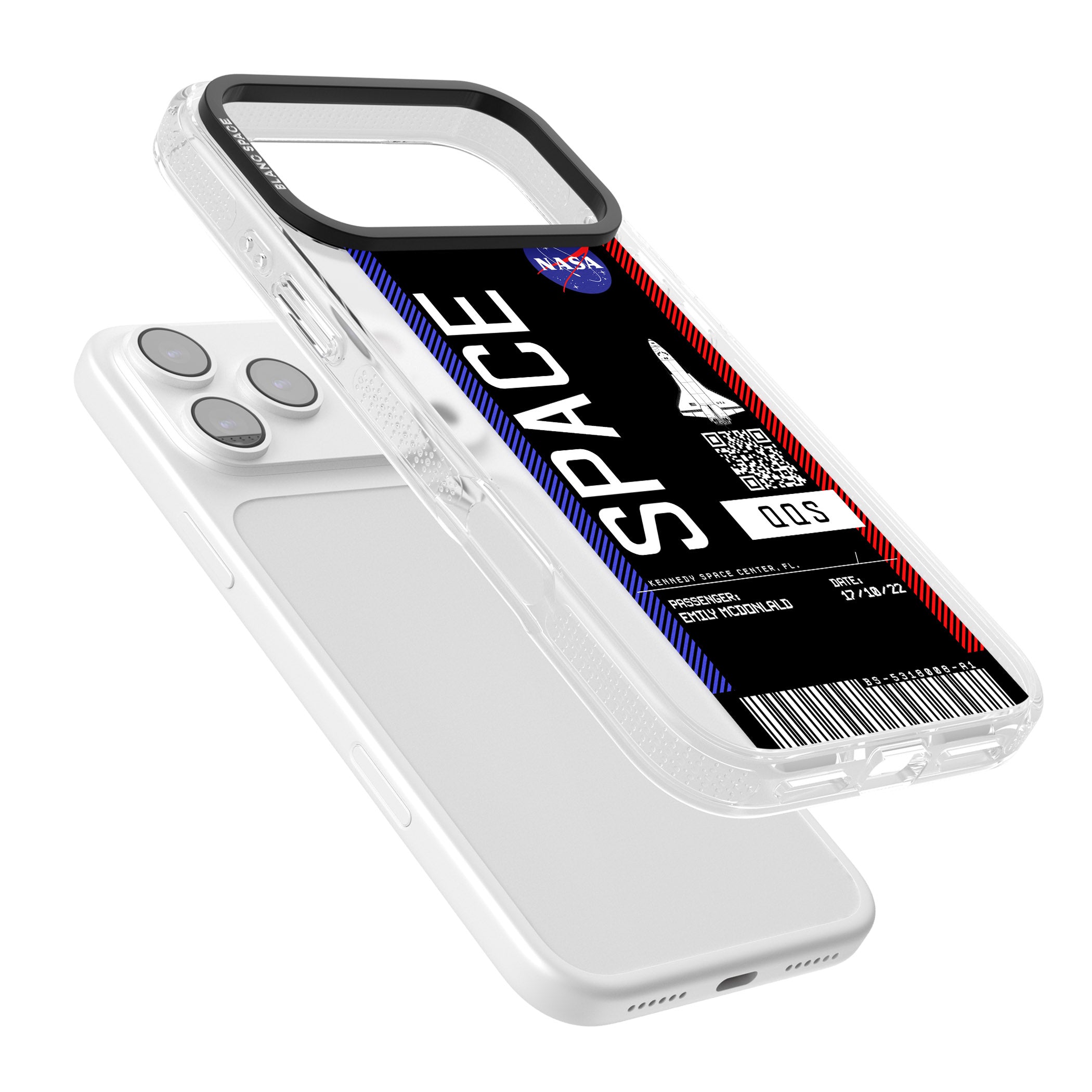 Personalised Nasa Boarding Pass (Dark) iPhone 17 Pro Max Impact Air Clear Phone Case Colours