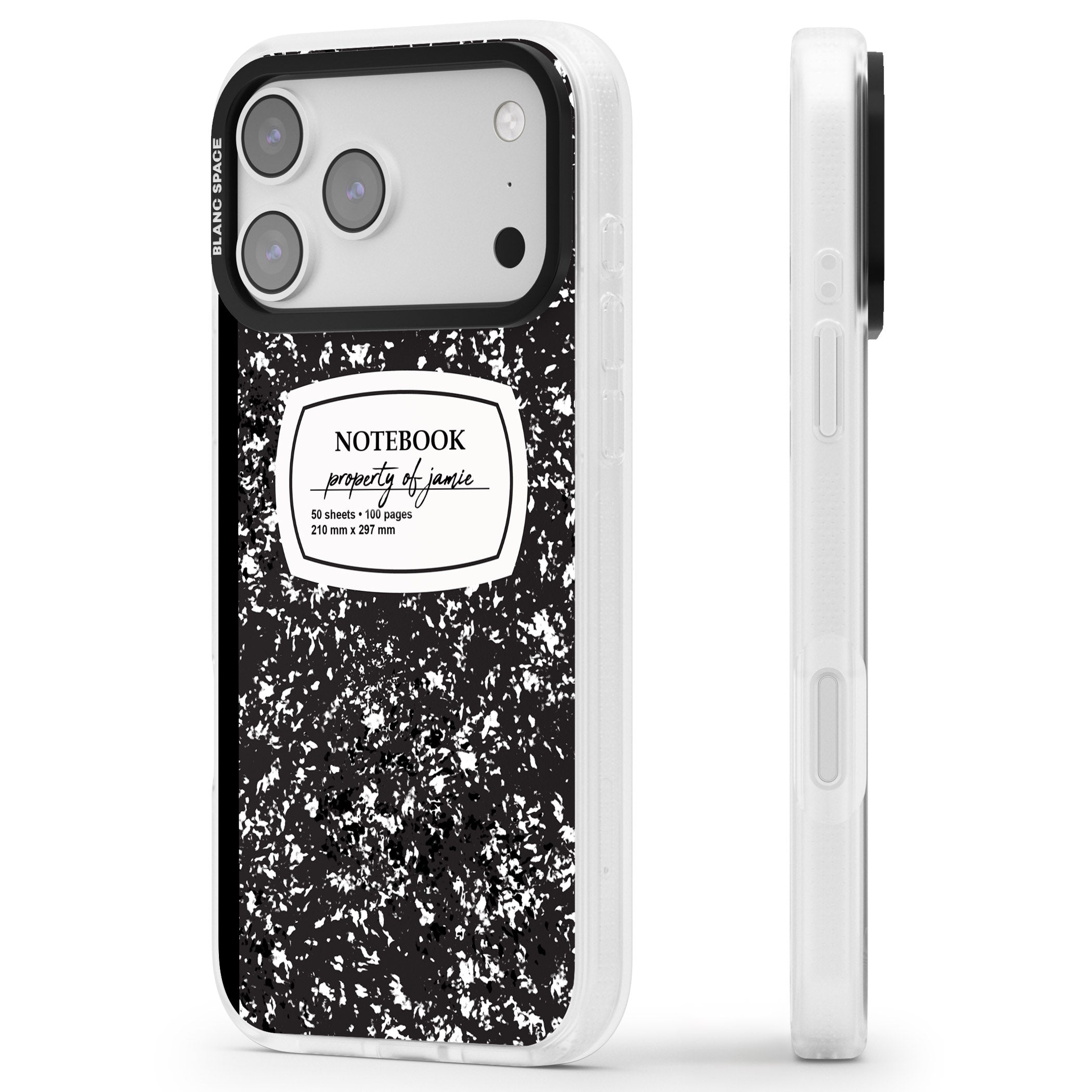 Personalised Classic Composition iPhone 17 Pro Max Impact Air Clear Phone Case Side Profile