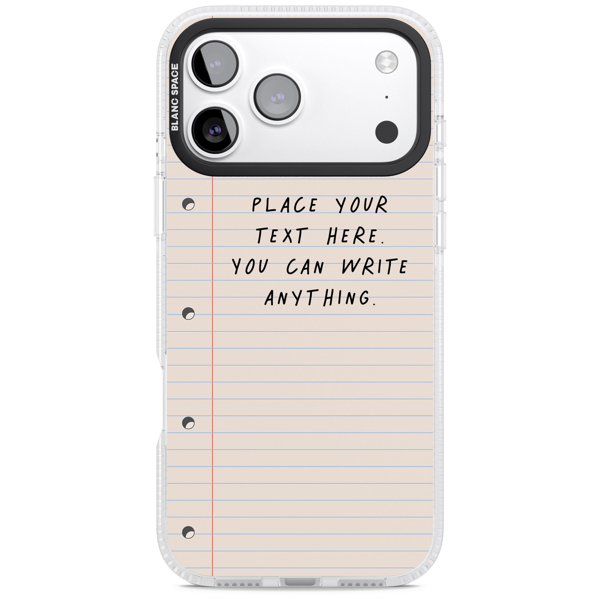 Personalised Lined Paper iPhone 17 Pro Max Impact Air Clear Phone Case