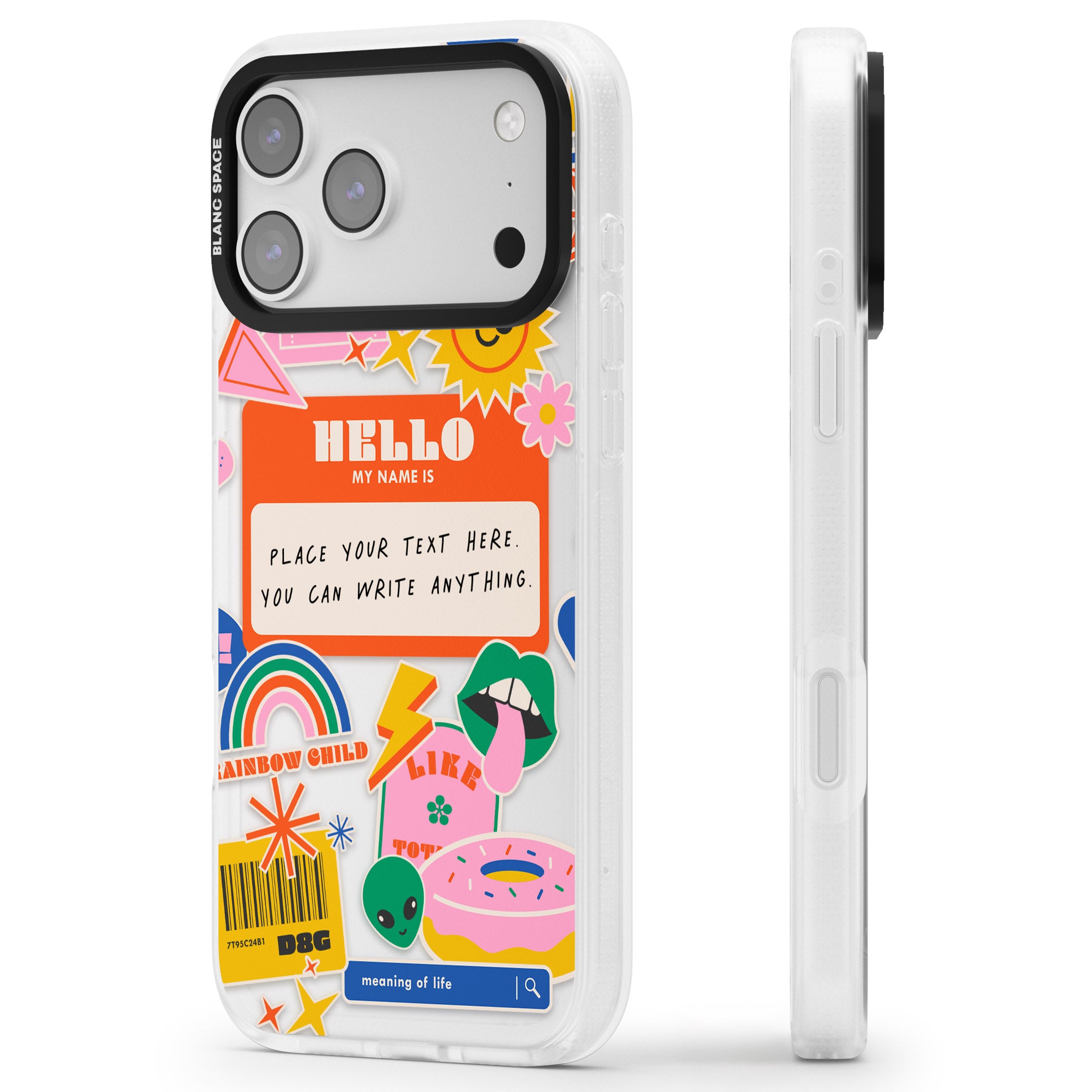 Personalised Retro Vibes Sticker iPhone 17 Pro Max Impact Air Clear Phone Case Side Profile