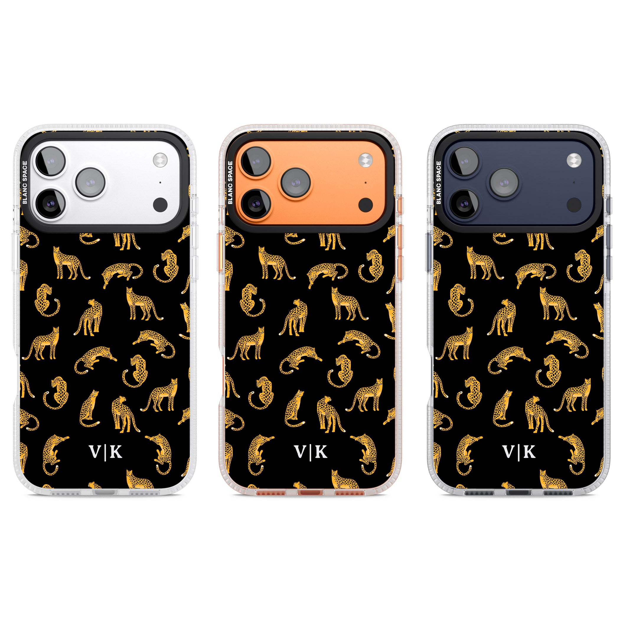Personalised Gold Cheetah Pattern iPhone 17 Pro Impact Air Clear Phone Case APT Impact Protection
