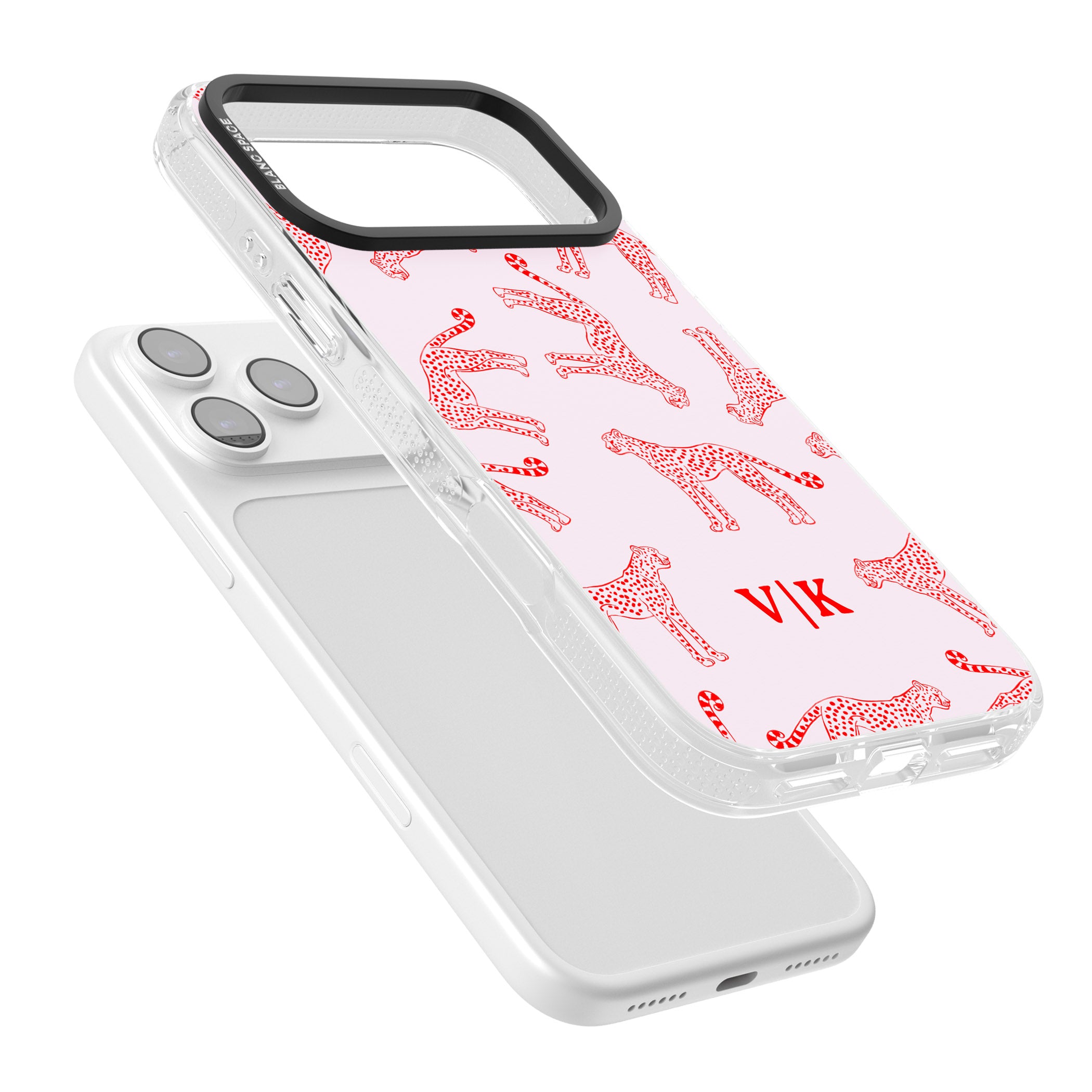 Personalised Red & Pink Cheetah iPhone 17 Pro Max Impact Air Clear Phone Case Colours