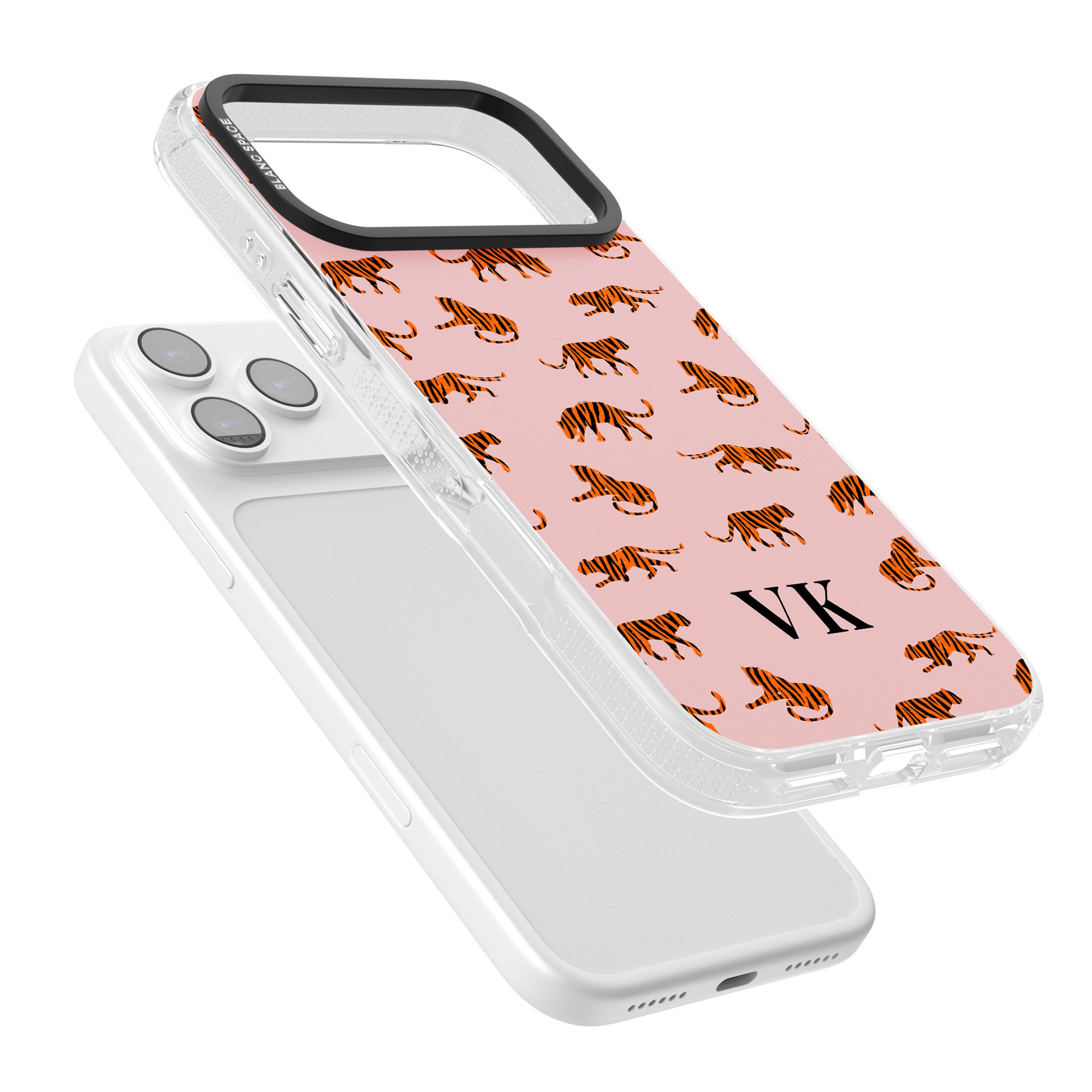 Personalised Pink Safari Tiger Pattern iPhone 17 Pro Max Impact Air Clear Phone Case Colours