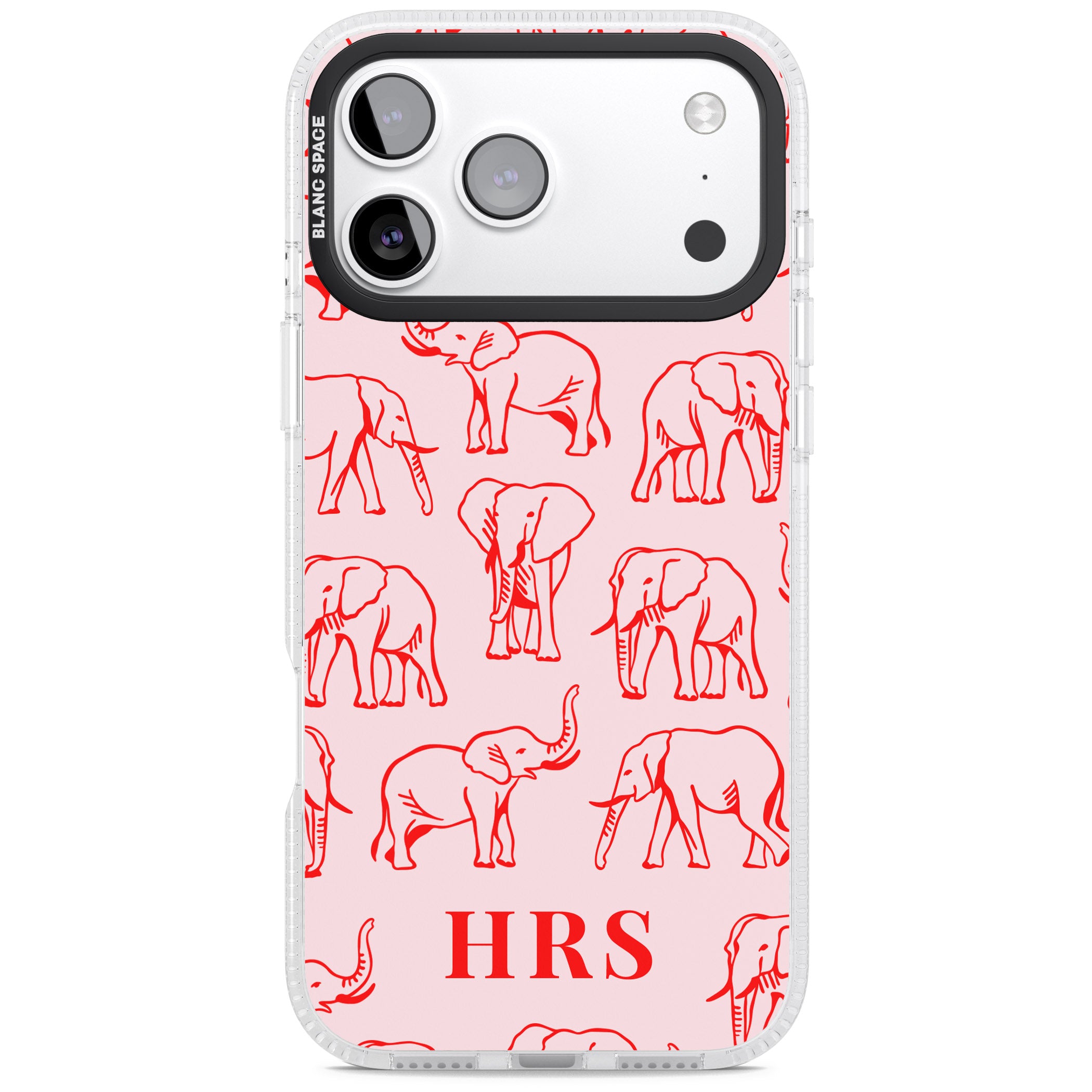 Personalised Red Elephant Outline iPhone 17 Pro Max Impact Air Clear Phone Case