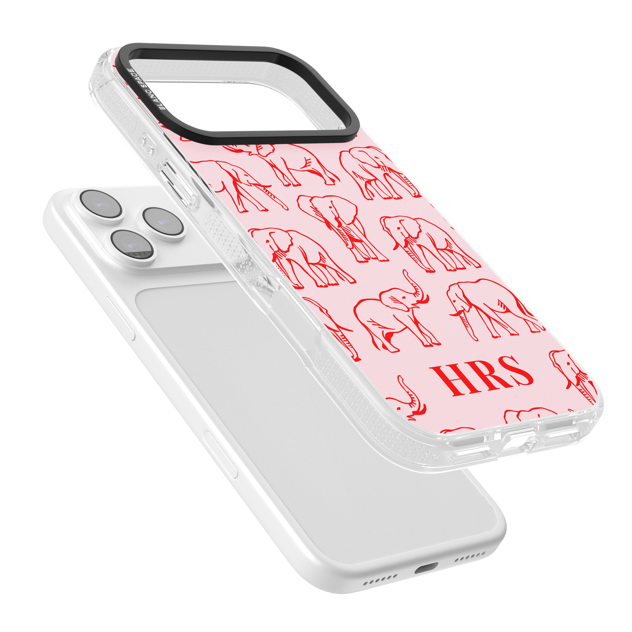 Personalised Red Elephant Outline iPhone 17 Pro Max Impact Air Clear Phone Case Colours