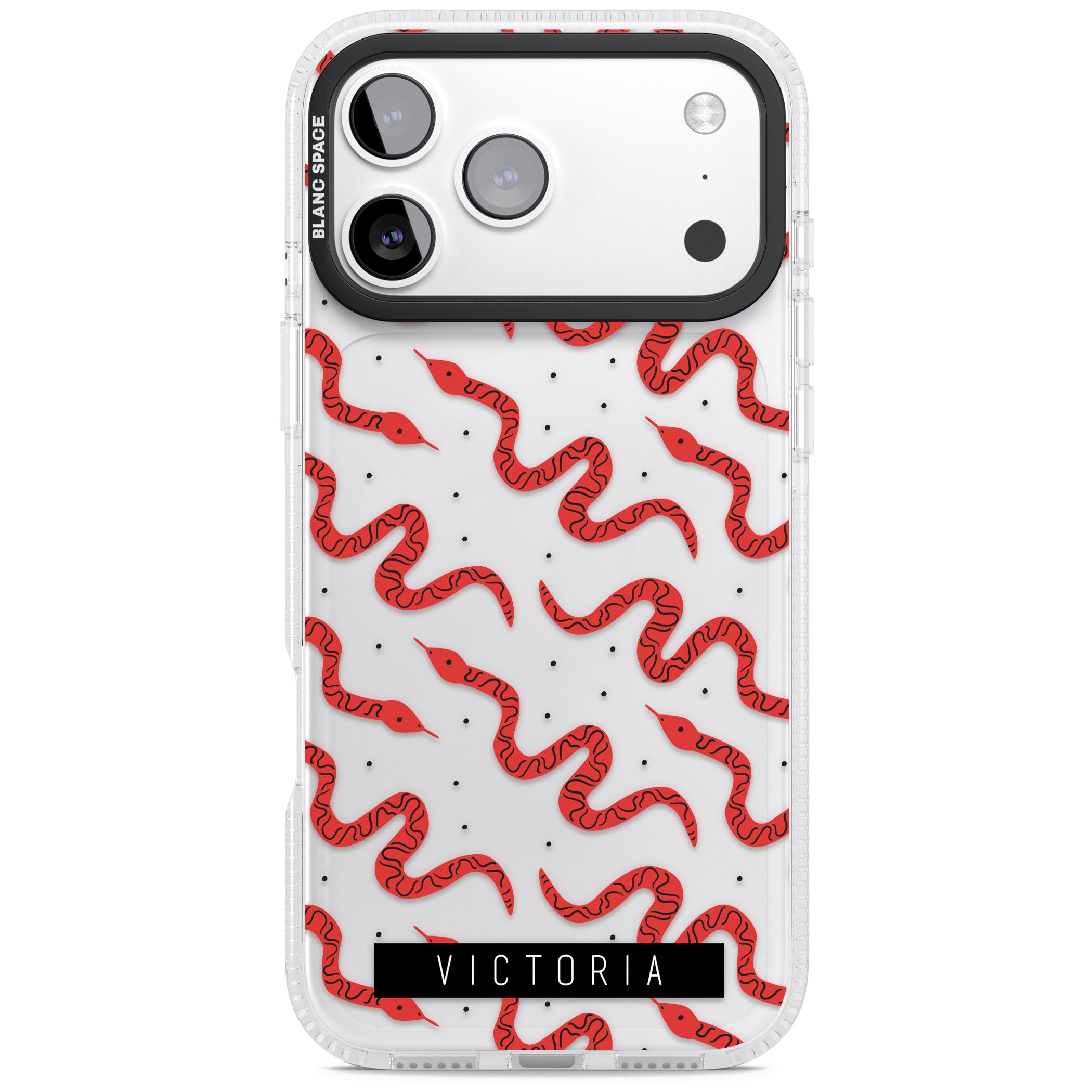 Personalised Red Snake Pattern iPhone 17 Pro Max Impact Air Clear Phone Case
