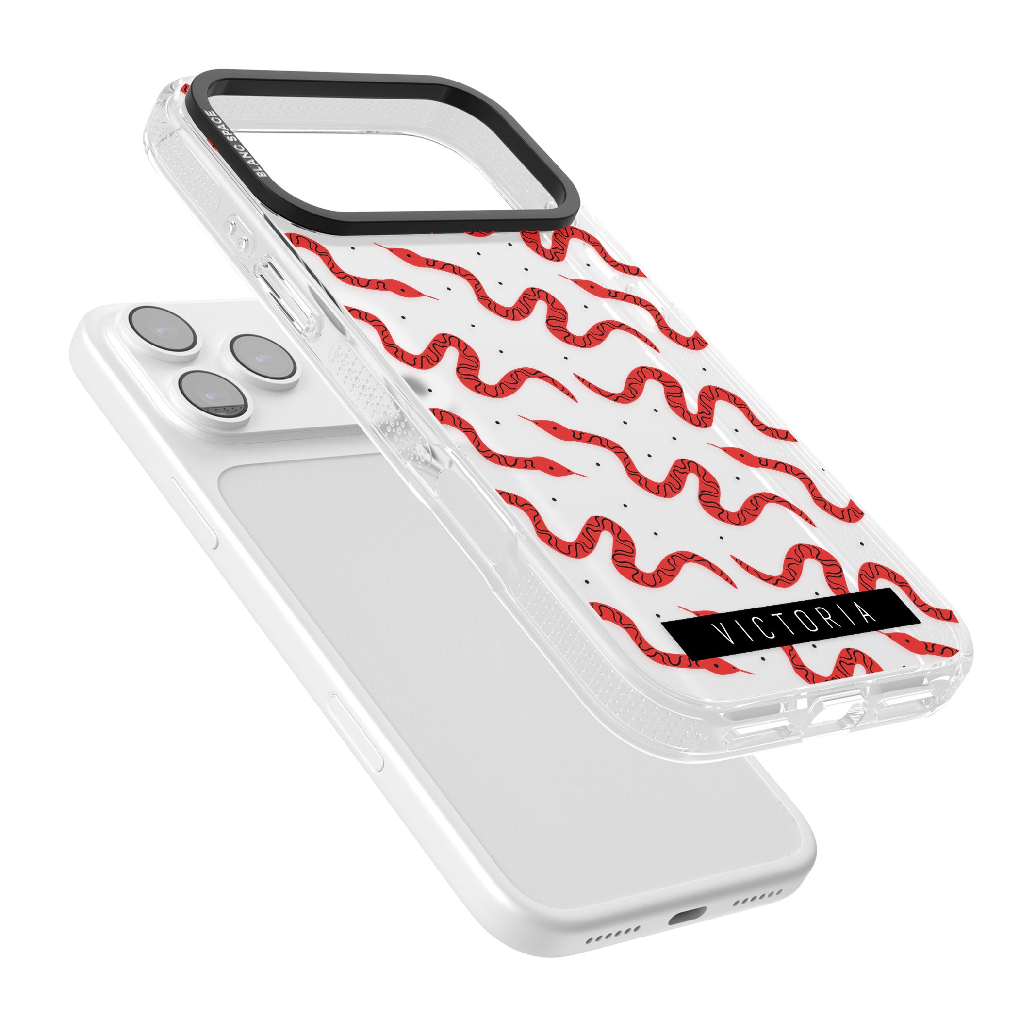Personalised Red Snake Pattern iPhone 17 Pro Max Impact Air Clear Phone Case Colours