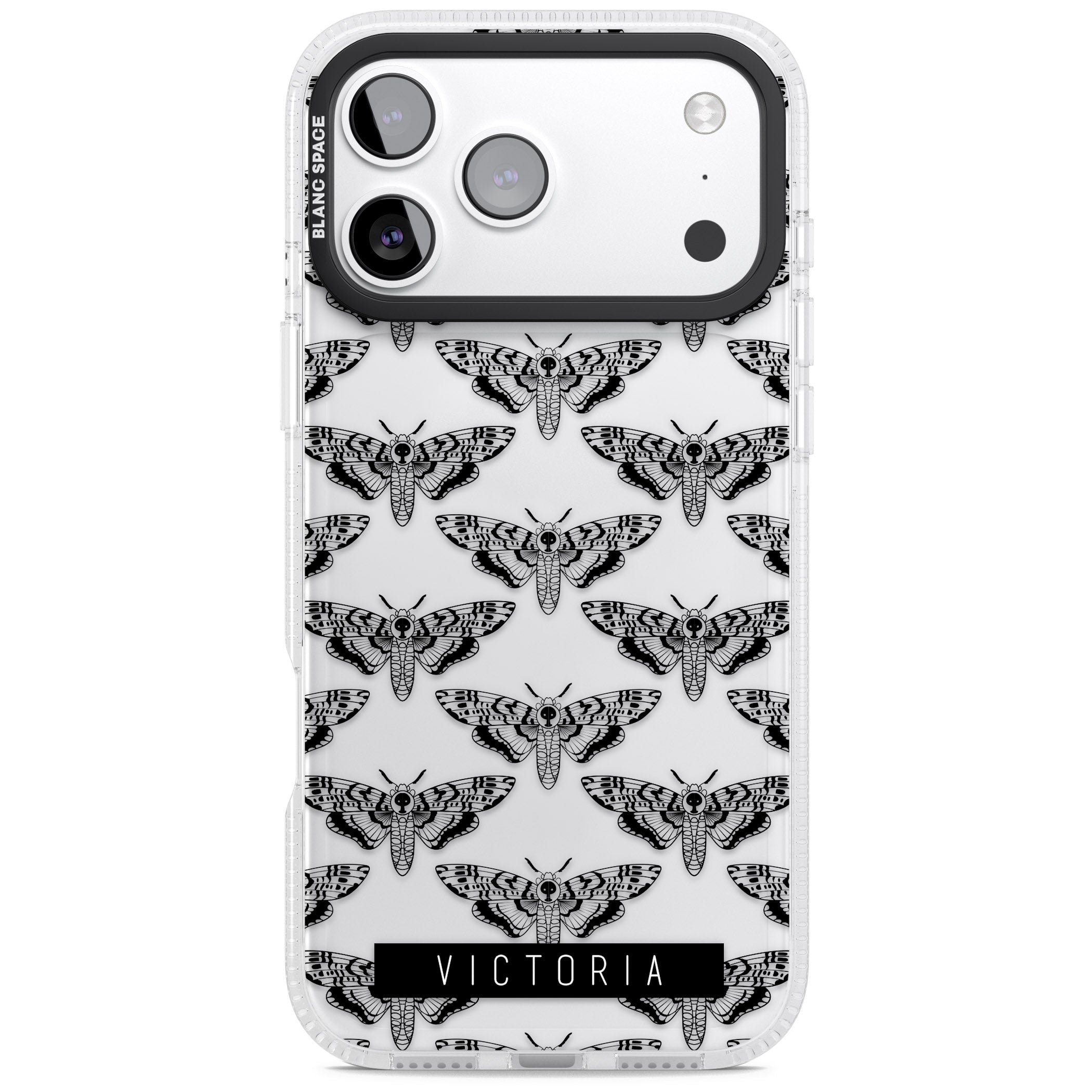 Personalised Hawk Moth Pattern iPhone 17 Pro Max Impact Air Clear Phone Case