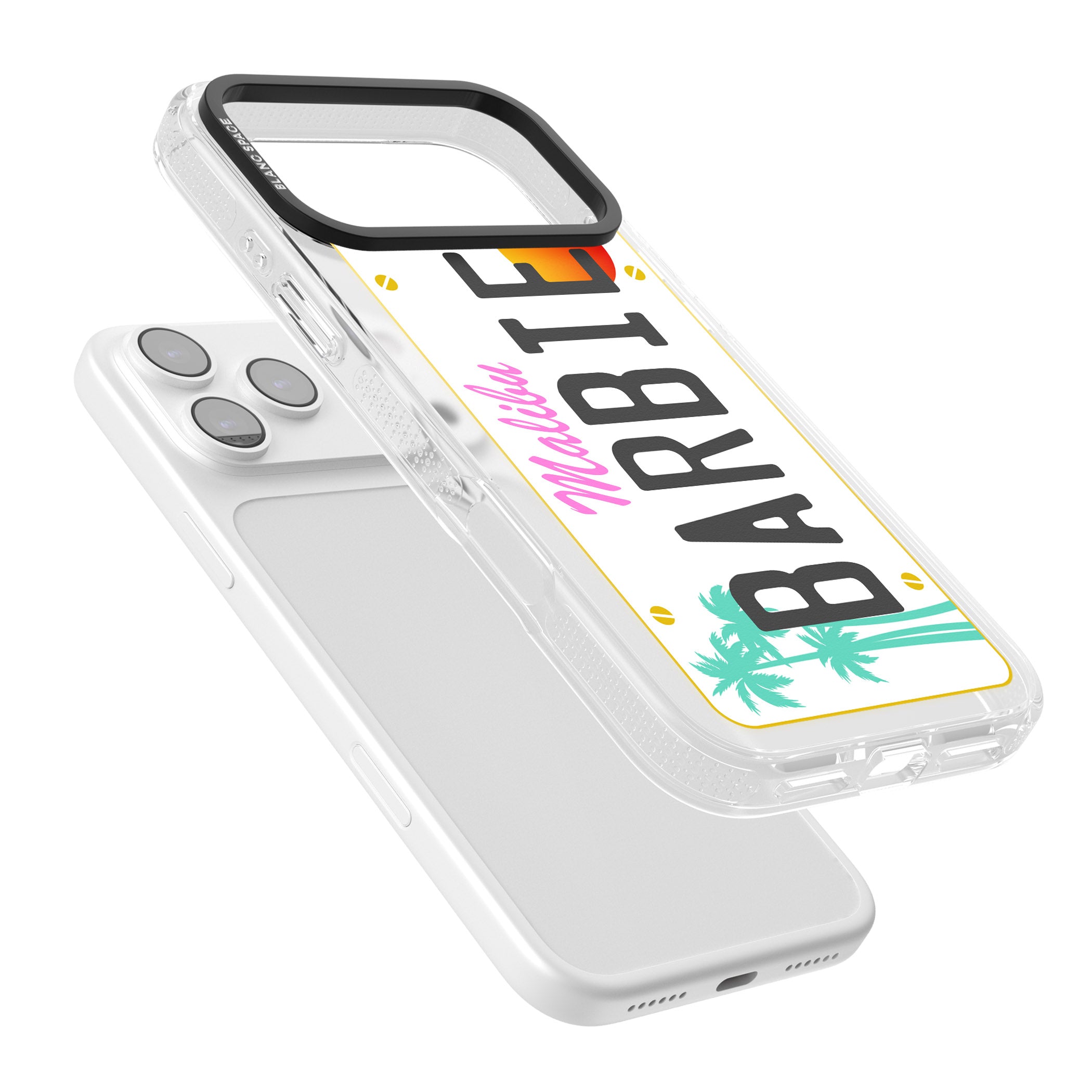 Personalised Malibu License Plate iPhone 17 Pro Max Impact Air Clear Phone Case Colours