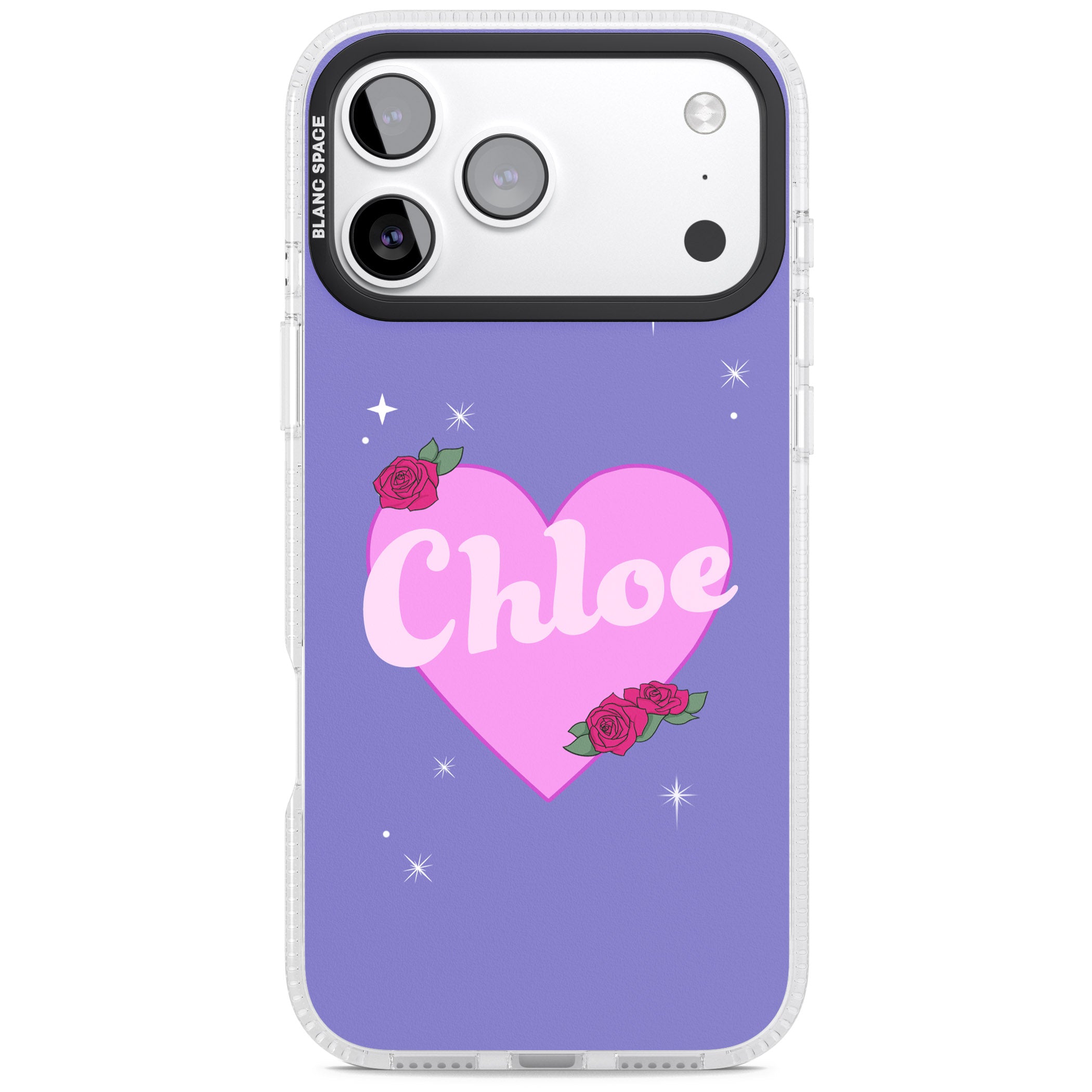 Personalised Glamorous Love Heart iPhone 17 Pro Max Impact Air Clear Phone Case