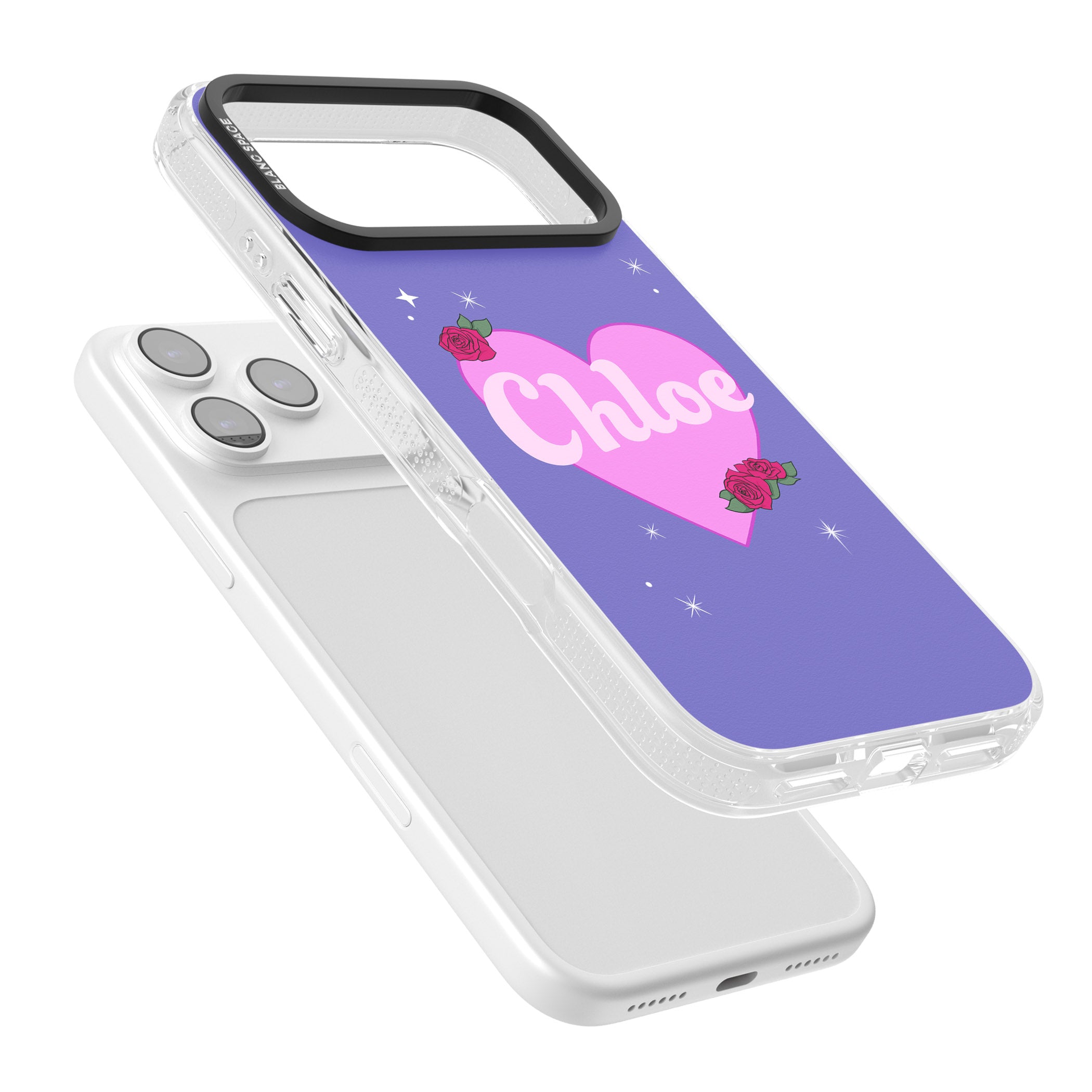 Personalised Glamorous Love Heart iPhone 17 Pro Max Impact Air Clear Phone Case Colours