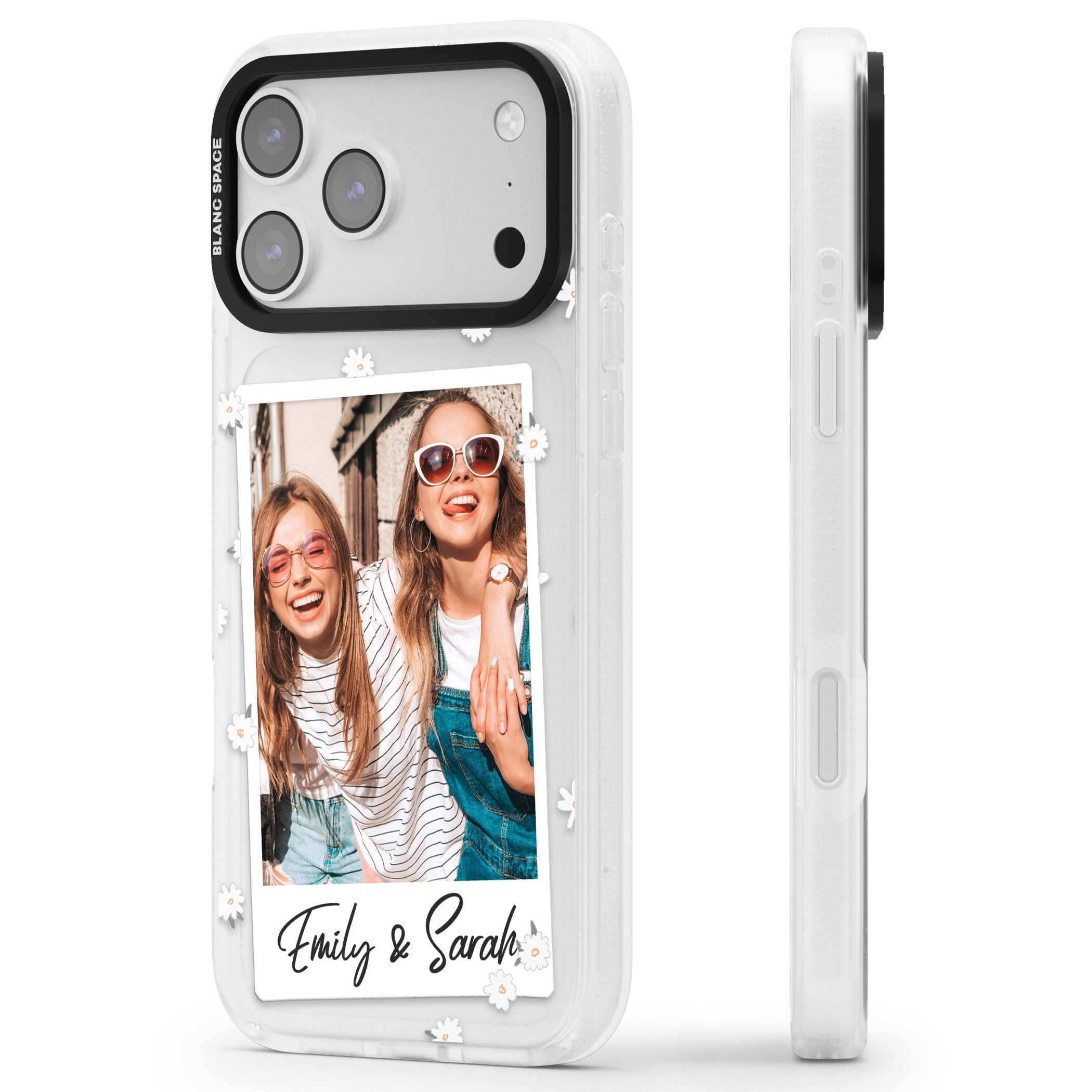 Personalised Daisy Instant Photo iPhone 17 Pro Max Impact Air Clear Phone Case Side Profile
