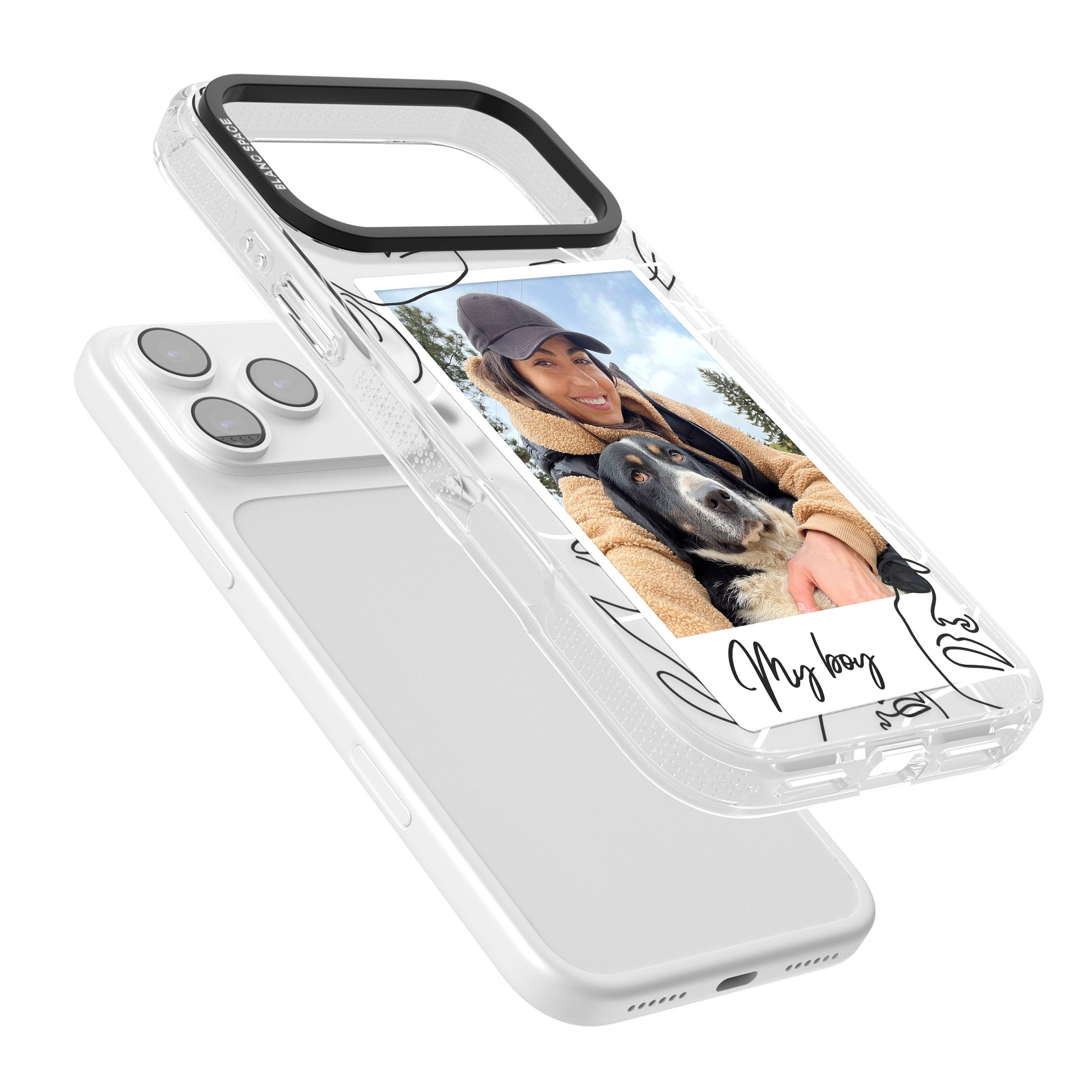 Personalised Abstract Faces Instant Photo iPhone 17 Pro Max Impact Air Clear Phone Case Colours