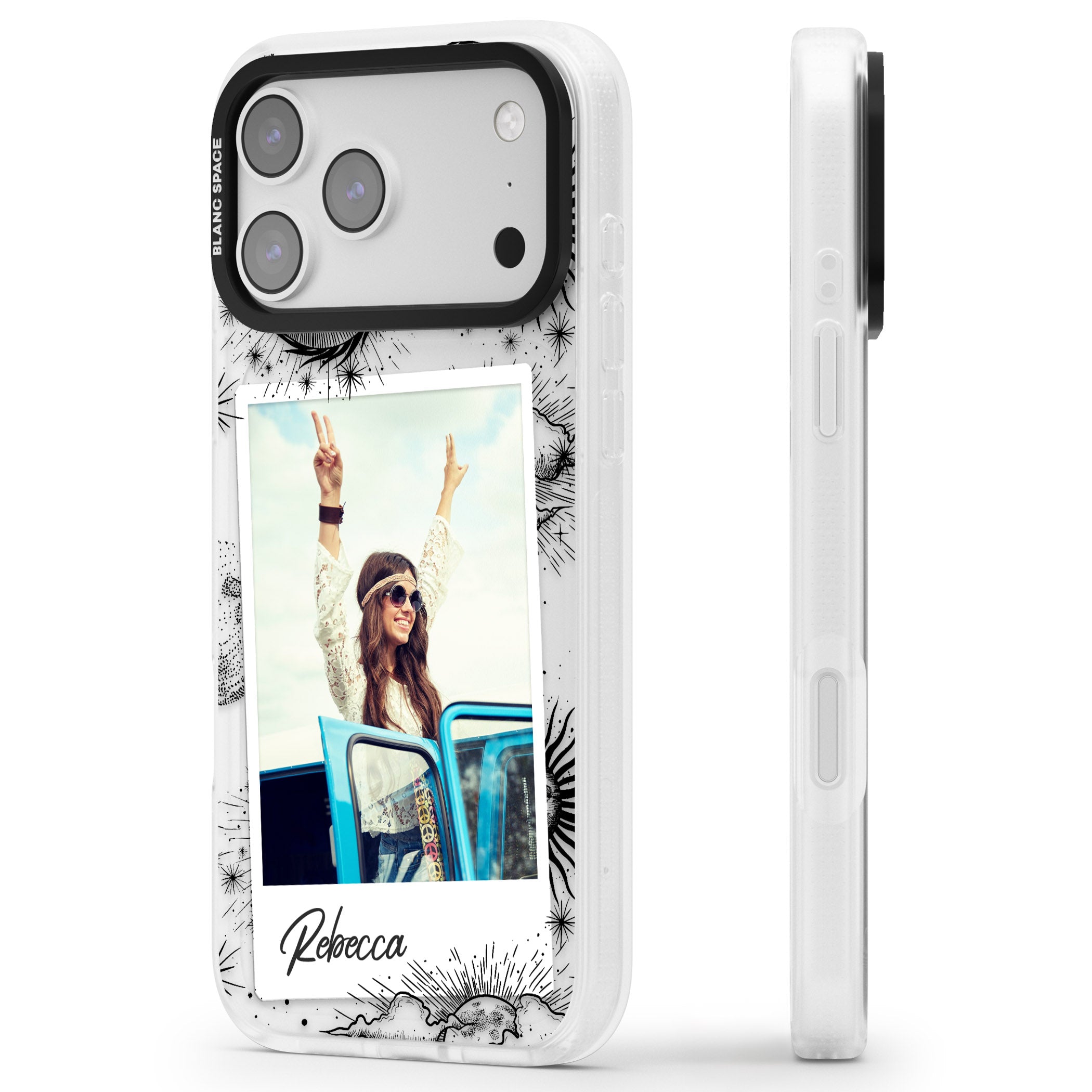 Personalised Astrology Instant Photo iPhone 17 Pro Max Impact Air Clear Phone Case Side Profile