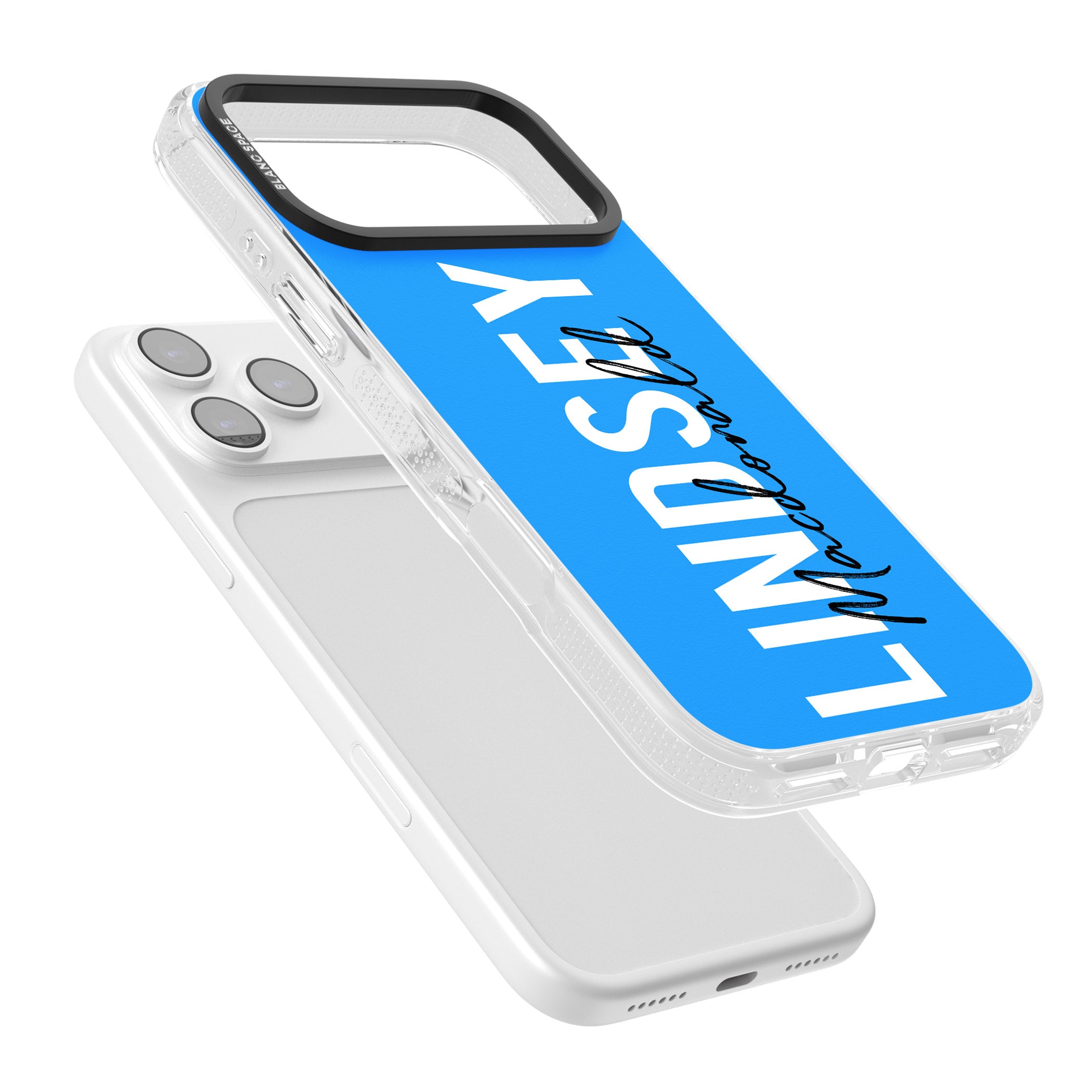 Personalised Bold Name: Blue iPhone 17 Pro Max Impact Air Clear Phone Case Colours