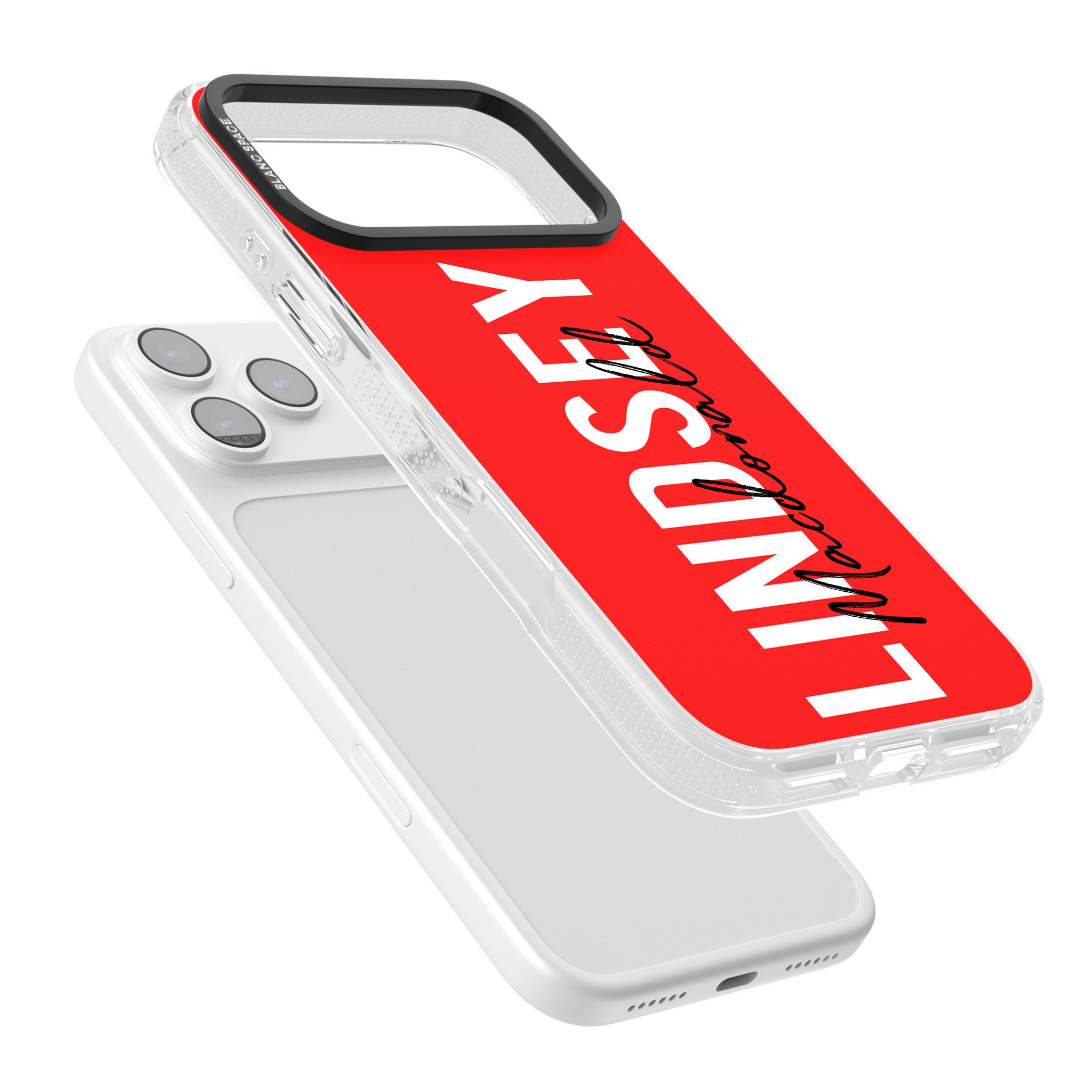 Personalised Bold Name: Red iPhone 17 Pro Max Impact Air Clear Phone Case Colours