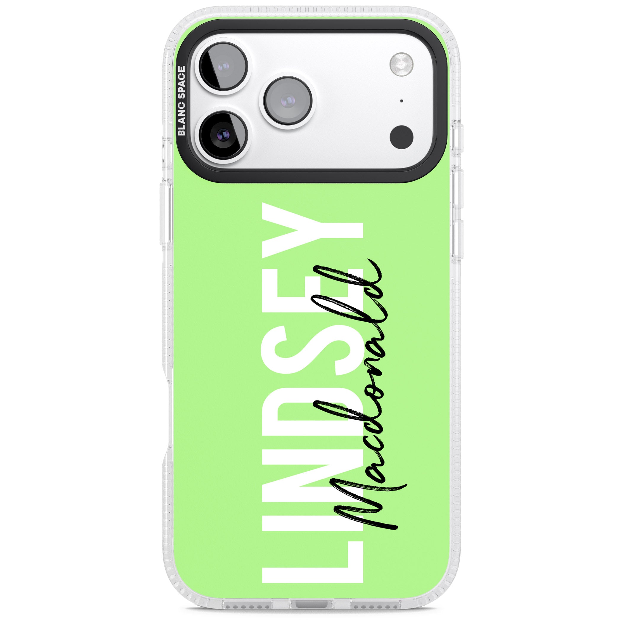 Personalised Bold Name: Lime iPhone 17 Pro Max Impact Air Clear Phone Case