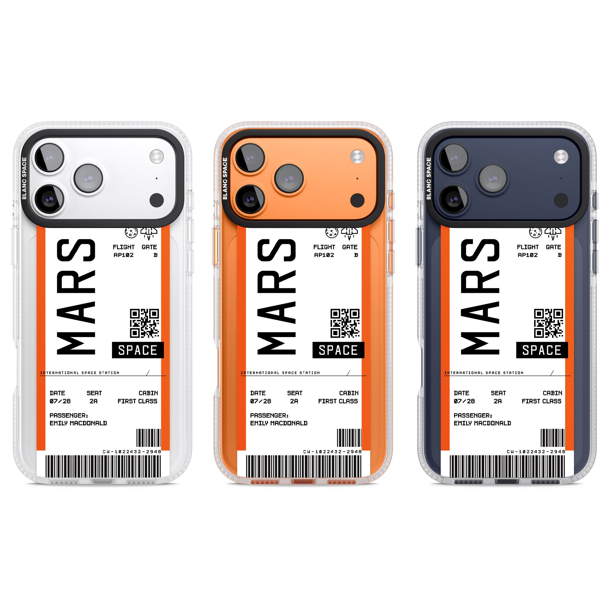 Personalised Mars Travel Ticket iPhone 17 Pro Impact Air Clear Phone Case APT Impact Protection
