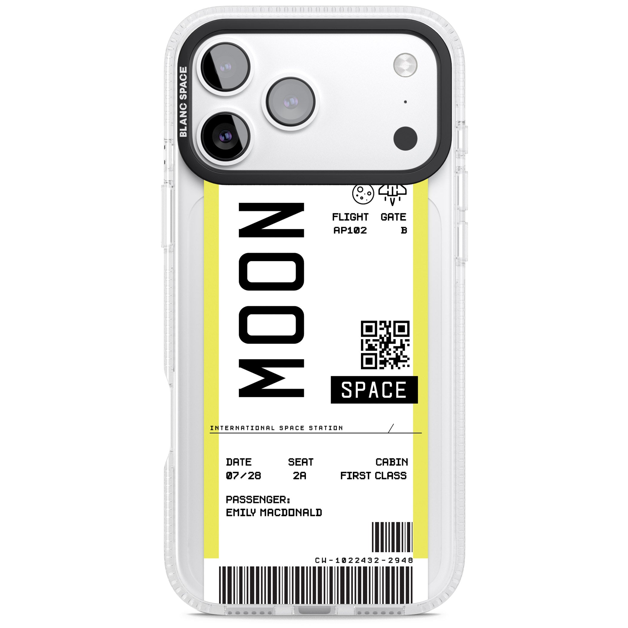 Personalised Moon Travel Ticket iPhone 17 Pro Max Impact Air Clear Phone Case