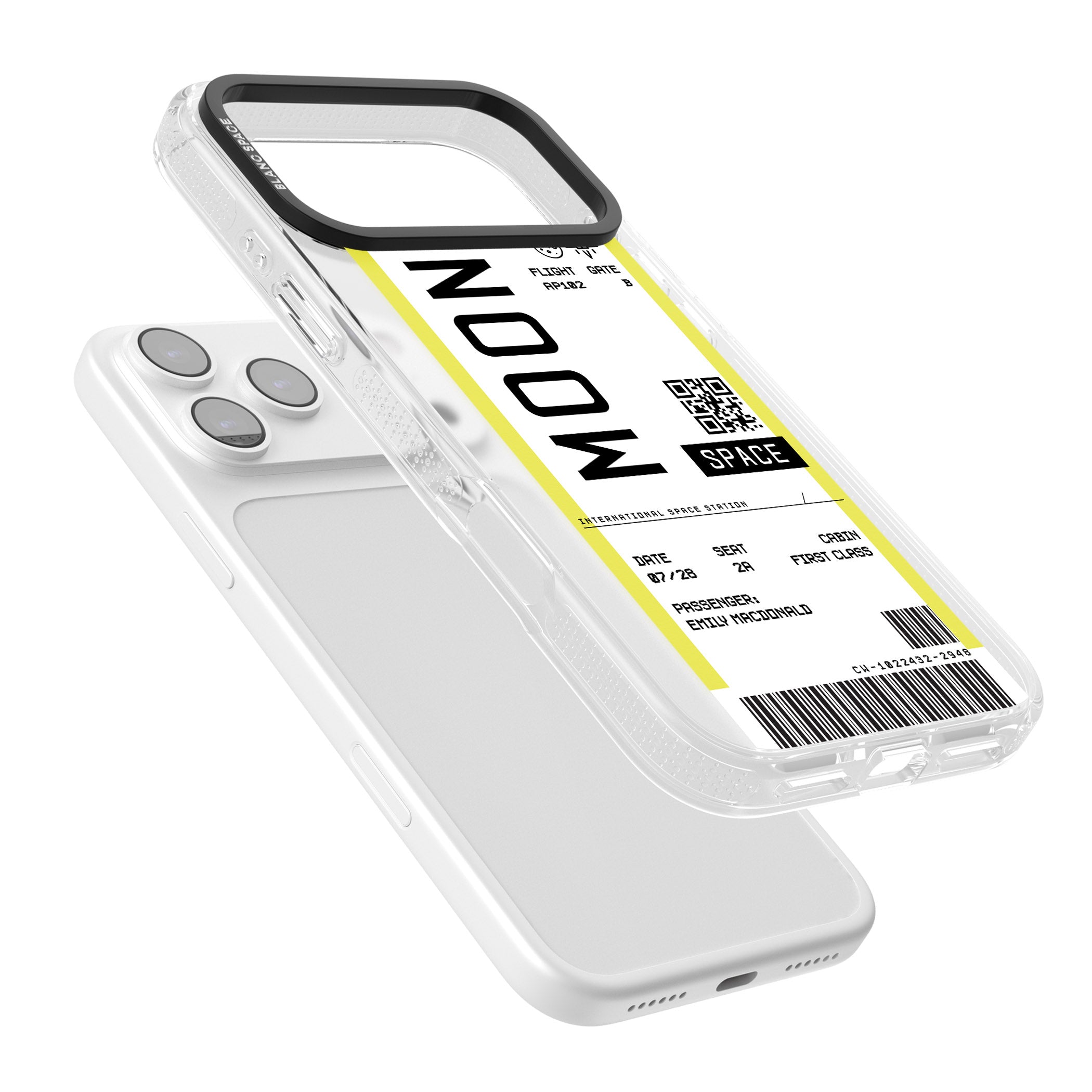 Personalised Moon Travel Ticket iPhone 17 Pro Max Impact Air Clear Phone Case Colours