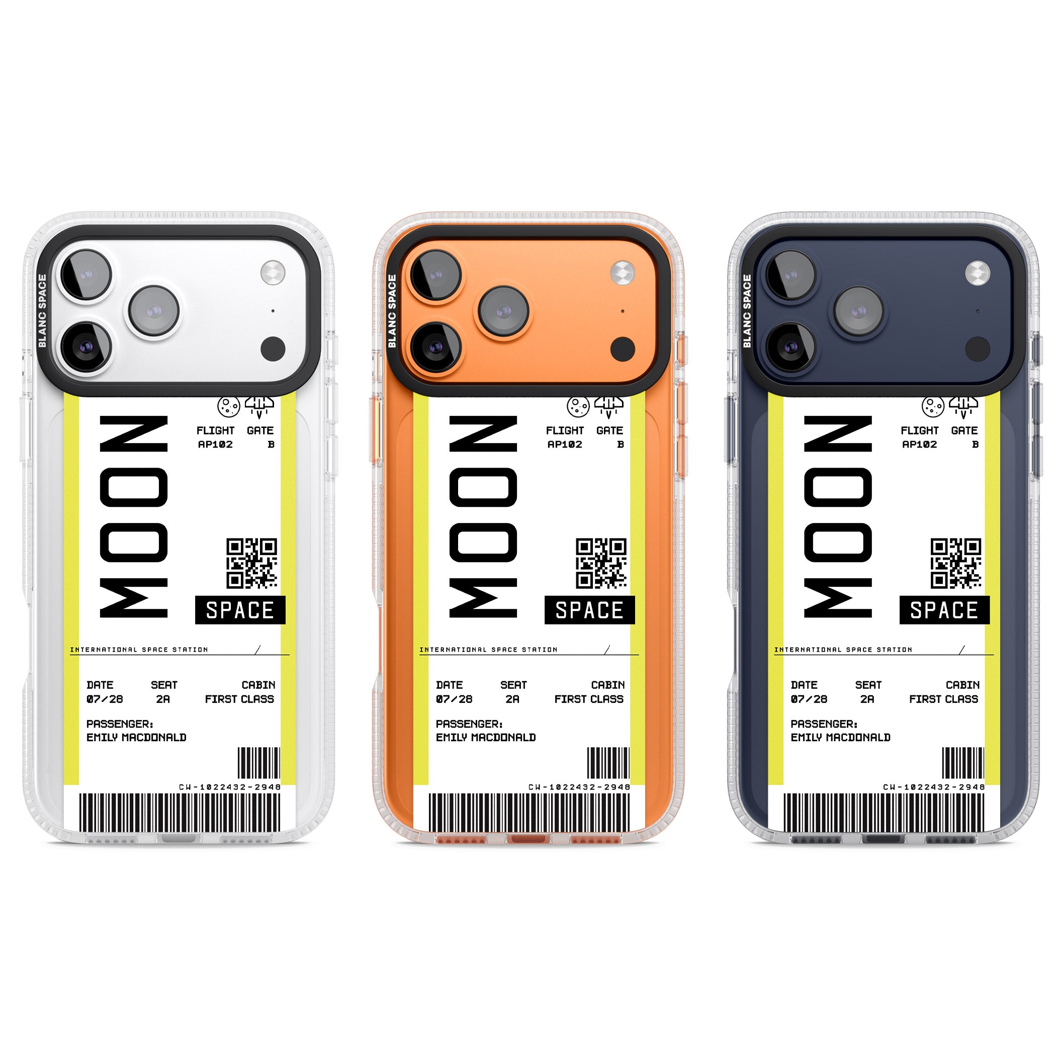 Personalised Moon Travel Ticket iPhone 17 Pro Impact Air Clear Phone Case APT Impact Protection