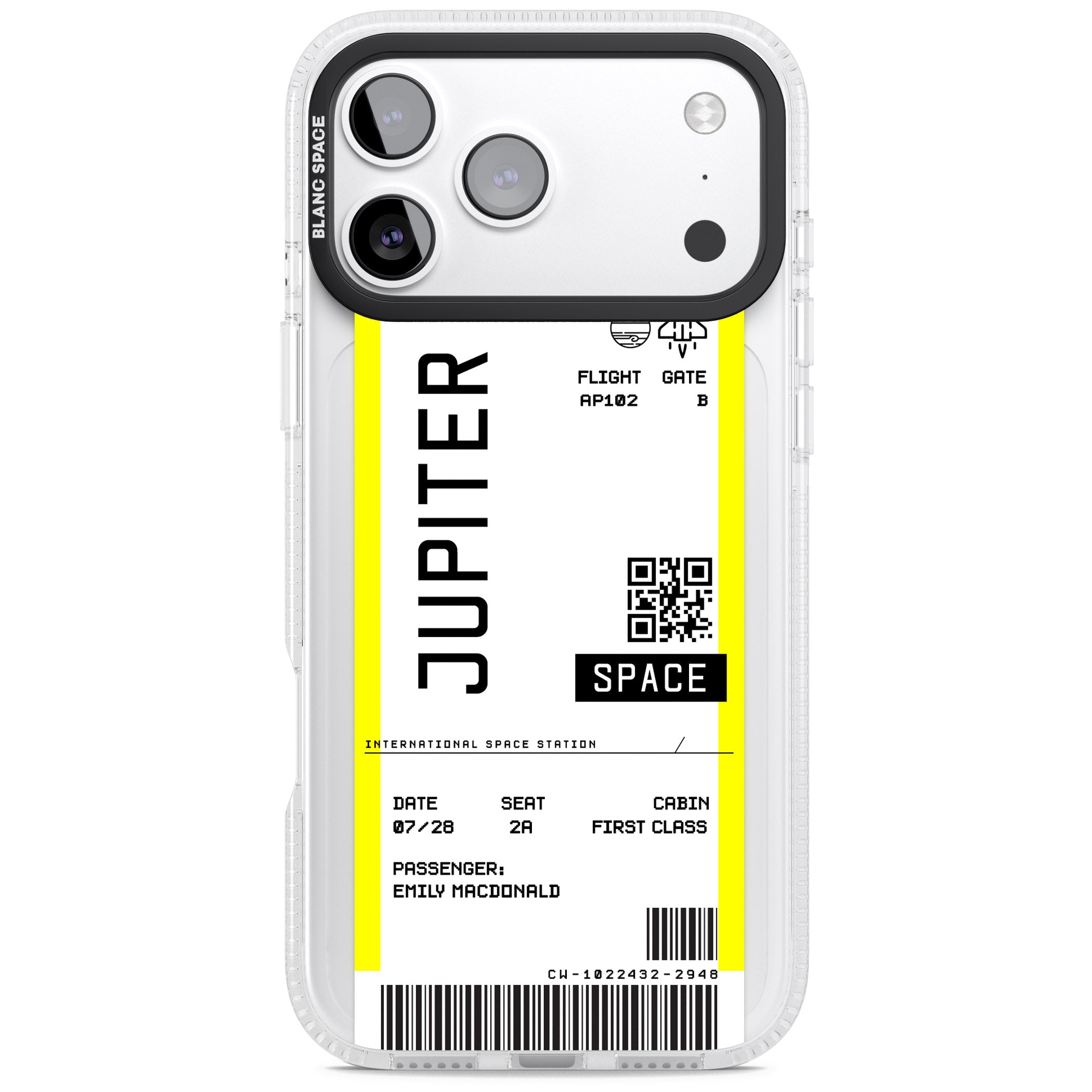 Personalised Jupiter Travel Ticket iPhone 17 Pro Max Impact Air Clear Phone Case