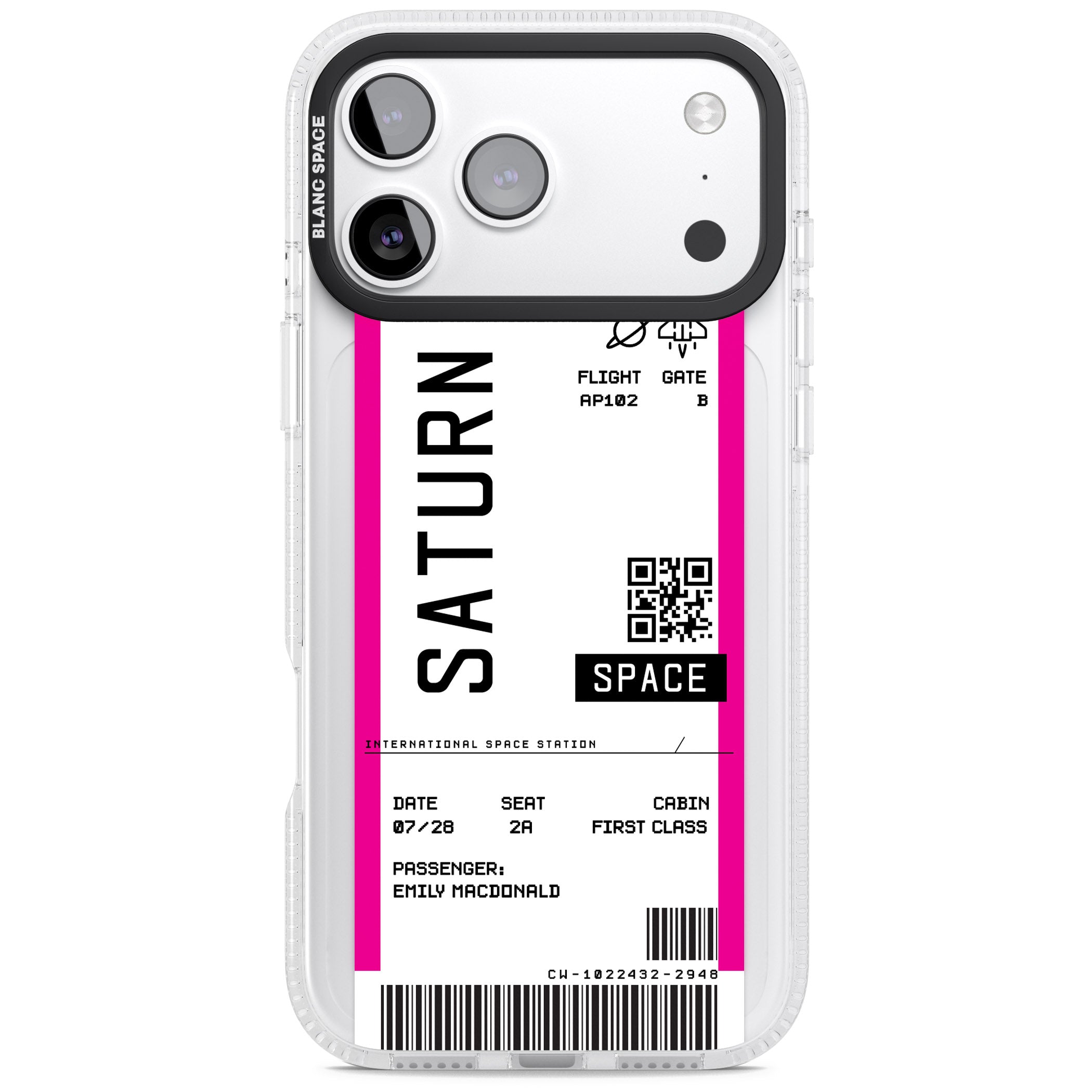 Personalised Saturn Travel Ticket iPhone 17 Pro Max Impact Air Clear Phone Case