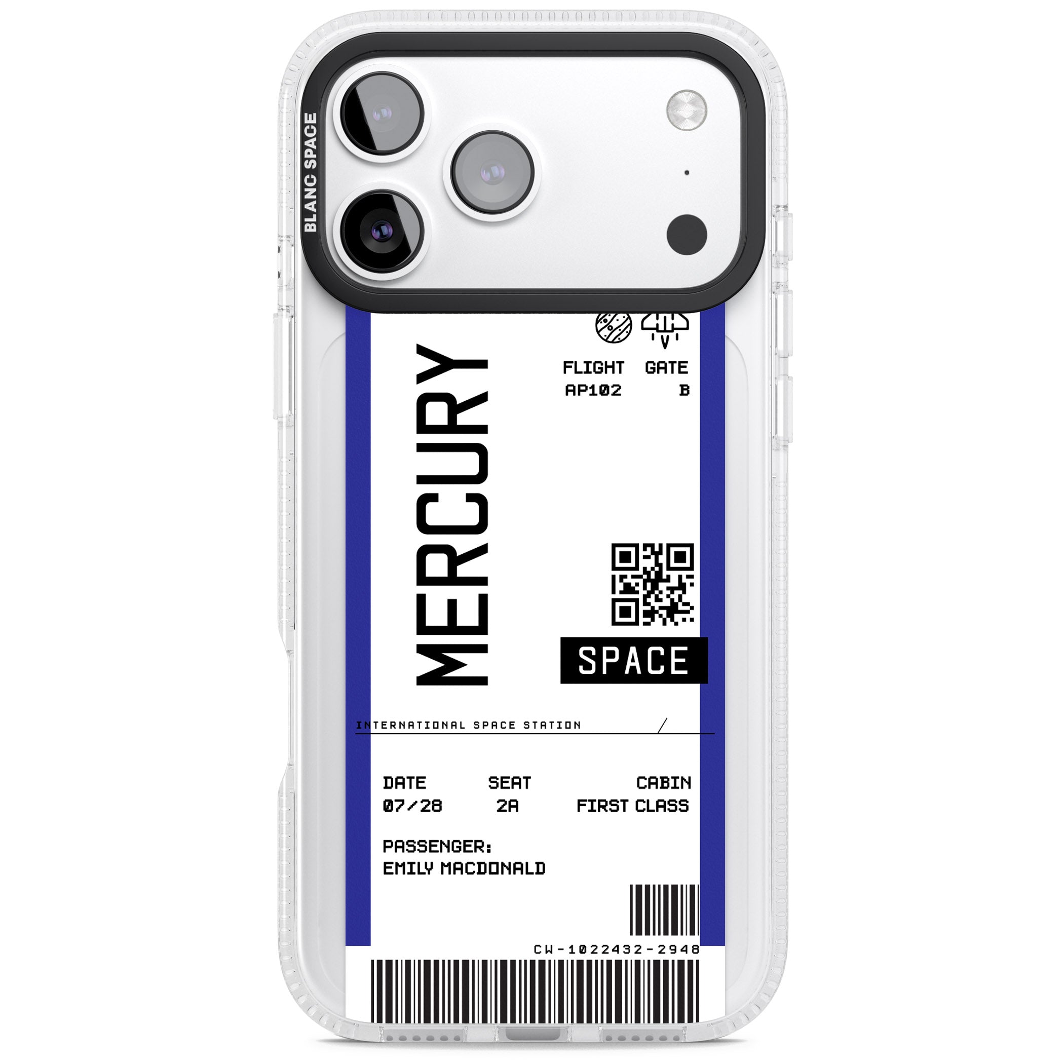 Personalised Mercury Travel Ticket iPhone 17 Pro Max Impact Air Clear Phone Case